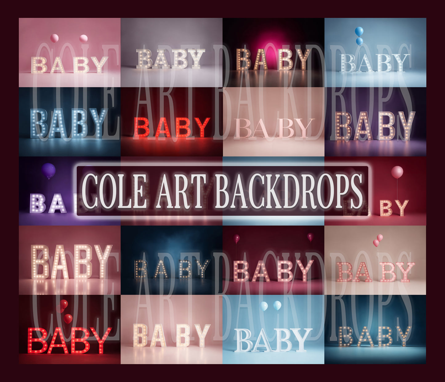 Baby Sign Colors Digital Backdrop Set