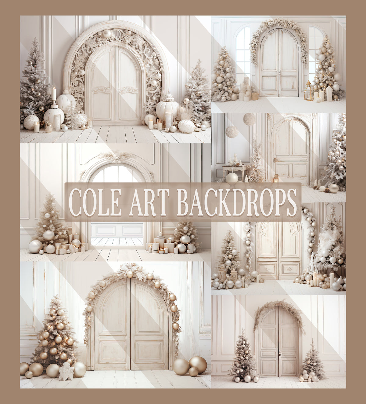 White Arch Christmas Digital Backdrops, Maternity Backdrop Overlays, S ...