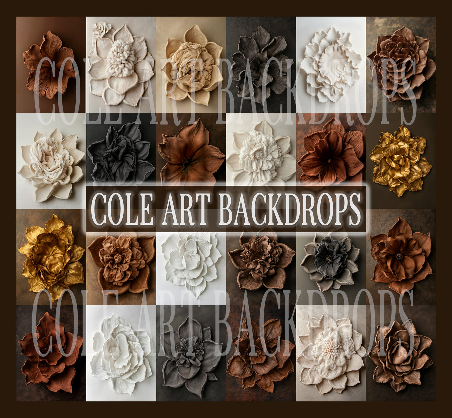 Clay Floral Neutrals Newborn Digital Backdrops, Newborn Background Set