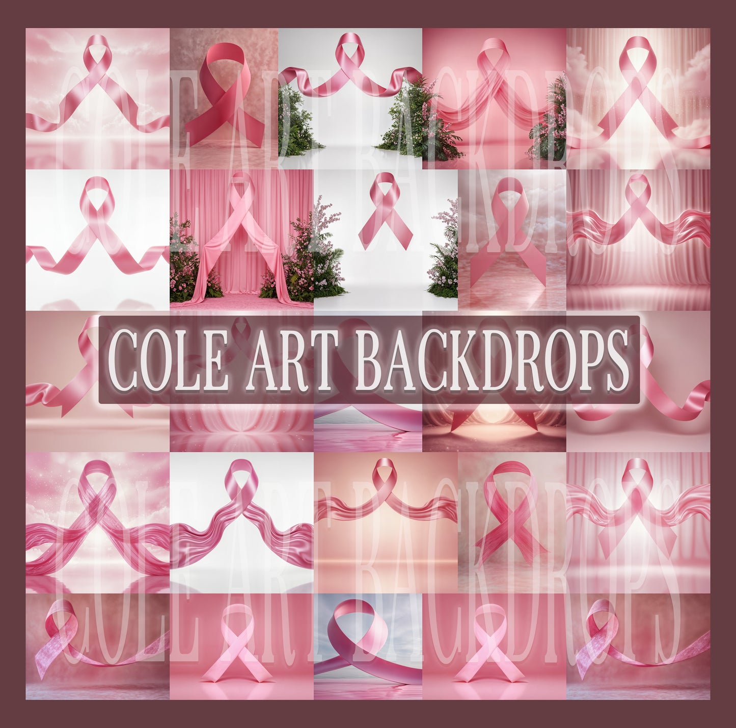 Breast Cancer Awareness Digital Backdrop Set