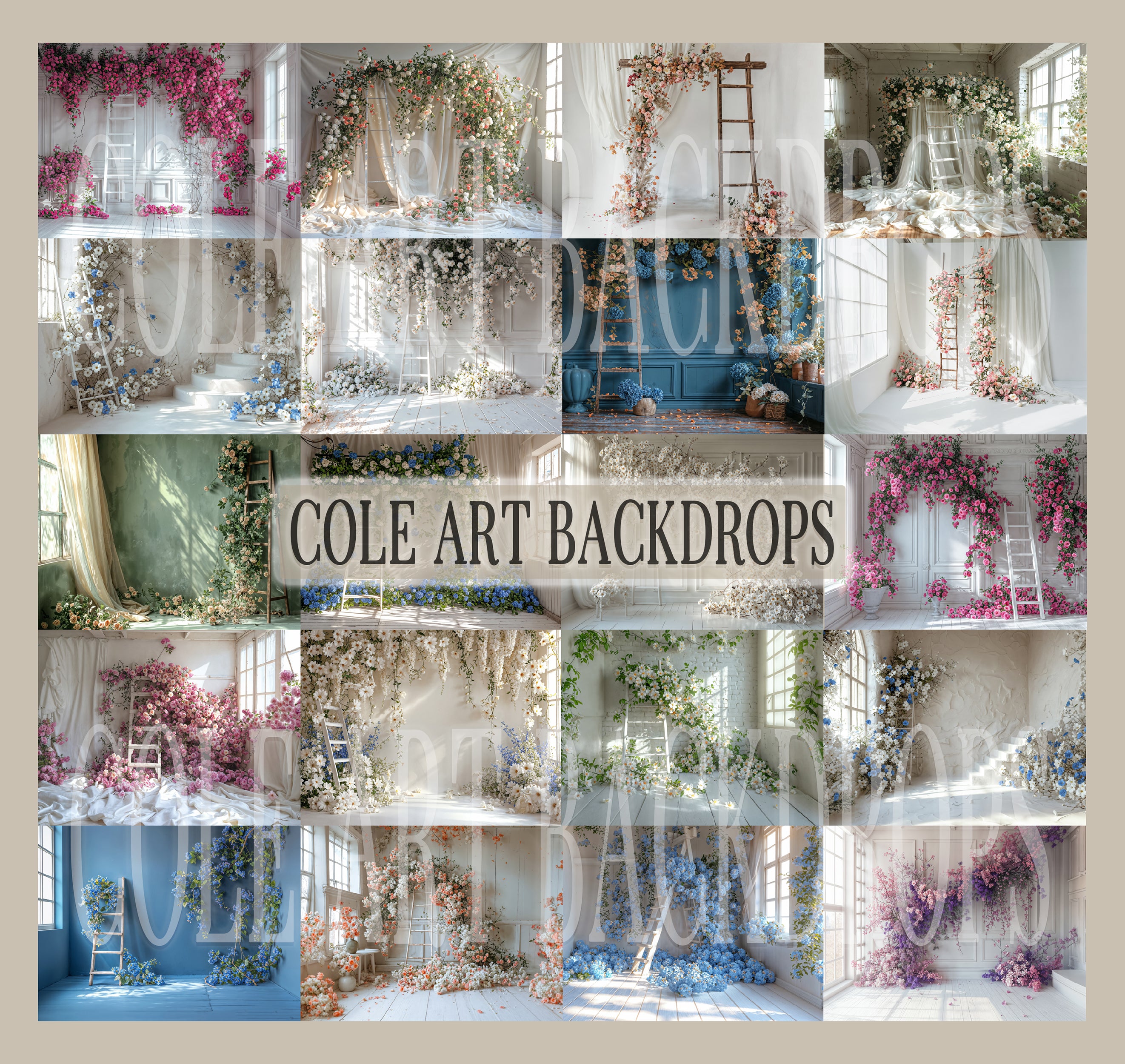 Floral Ladders Digital Backdrop Set – Cole Art Backdrops