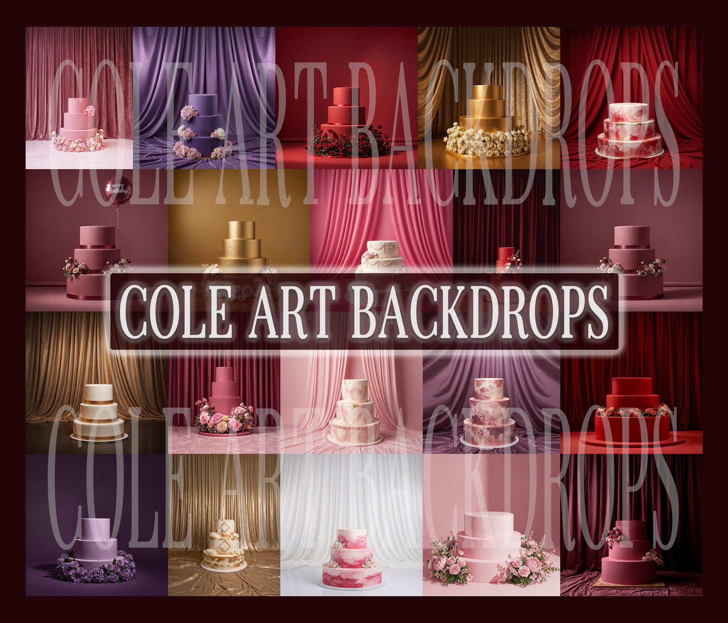 Cake Topper Digital Backdrop Set