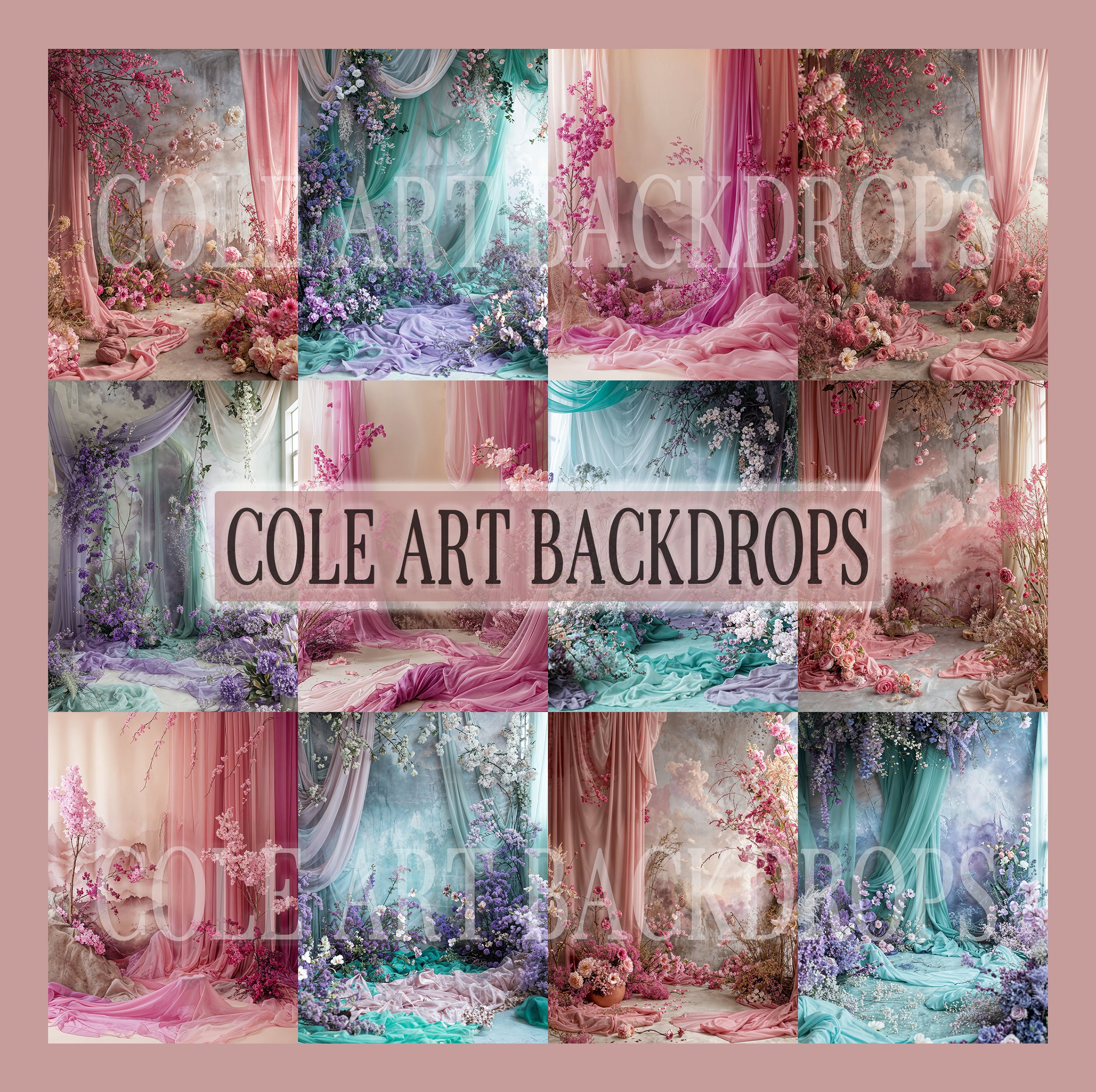 Draped Florals Digital Backdrop Set – Cole Art Backdrops