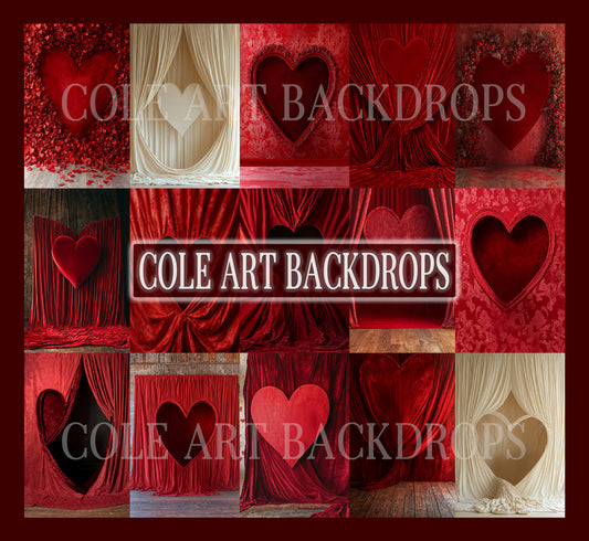 Oh My Heart Set Digital Backdrops,Valentine Backdrops Set