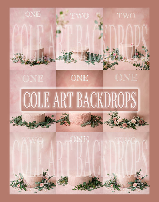 Birthday Pink Podium Set Digital Backdrops, Birthday Baby Backdrop