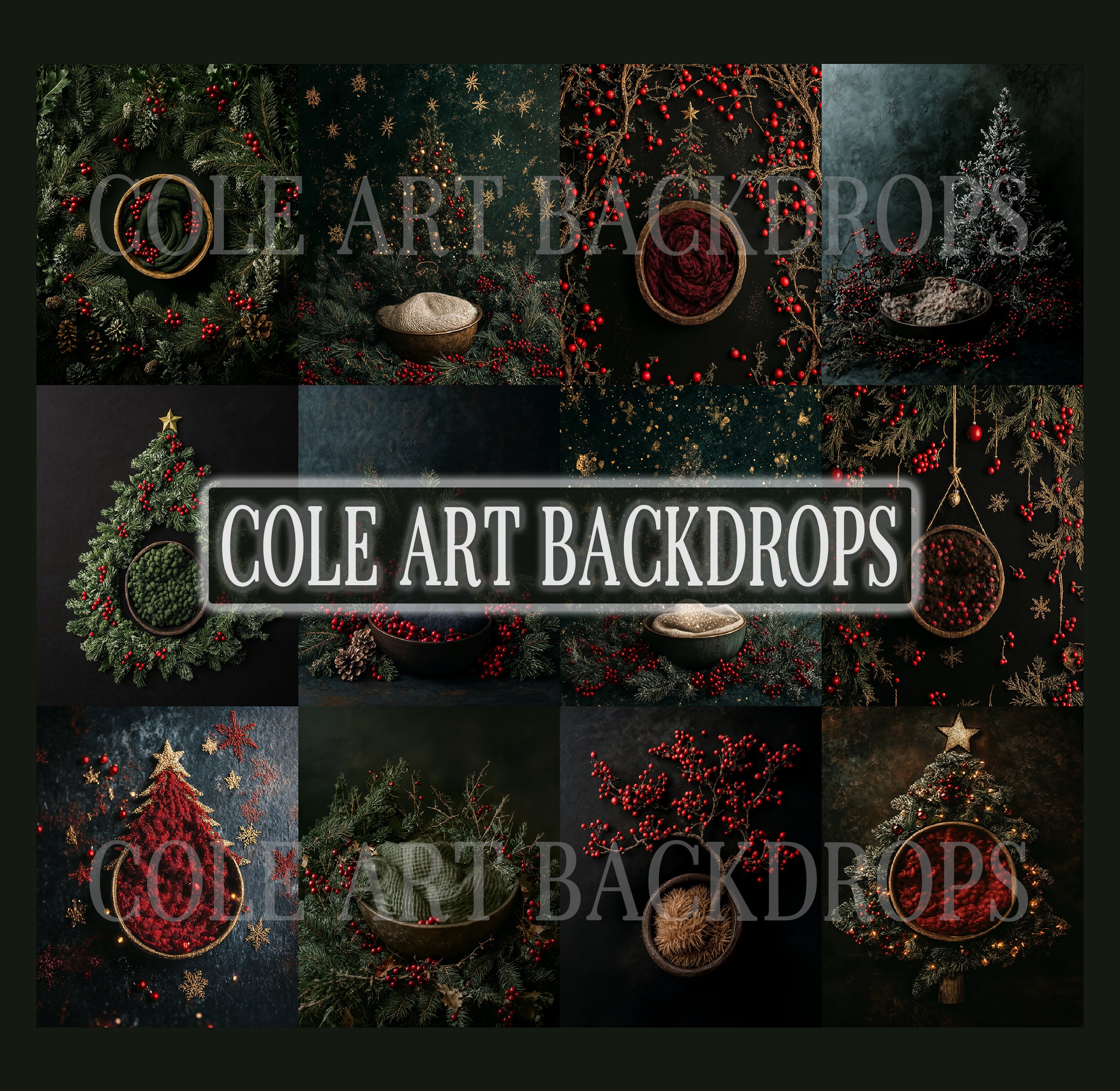Fern Christmas Digital Background, Newborn Christmas Backdrops Set ...