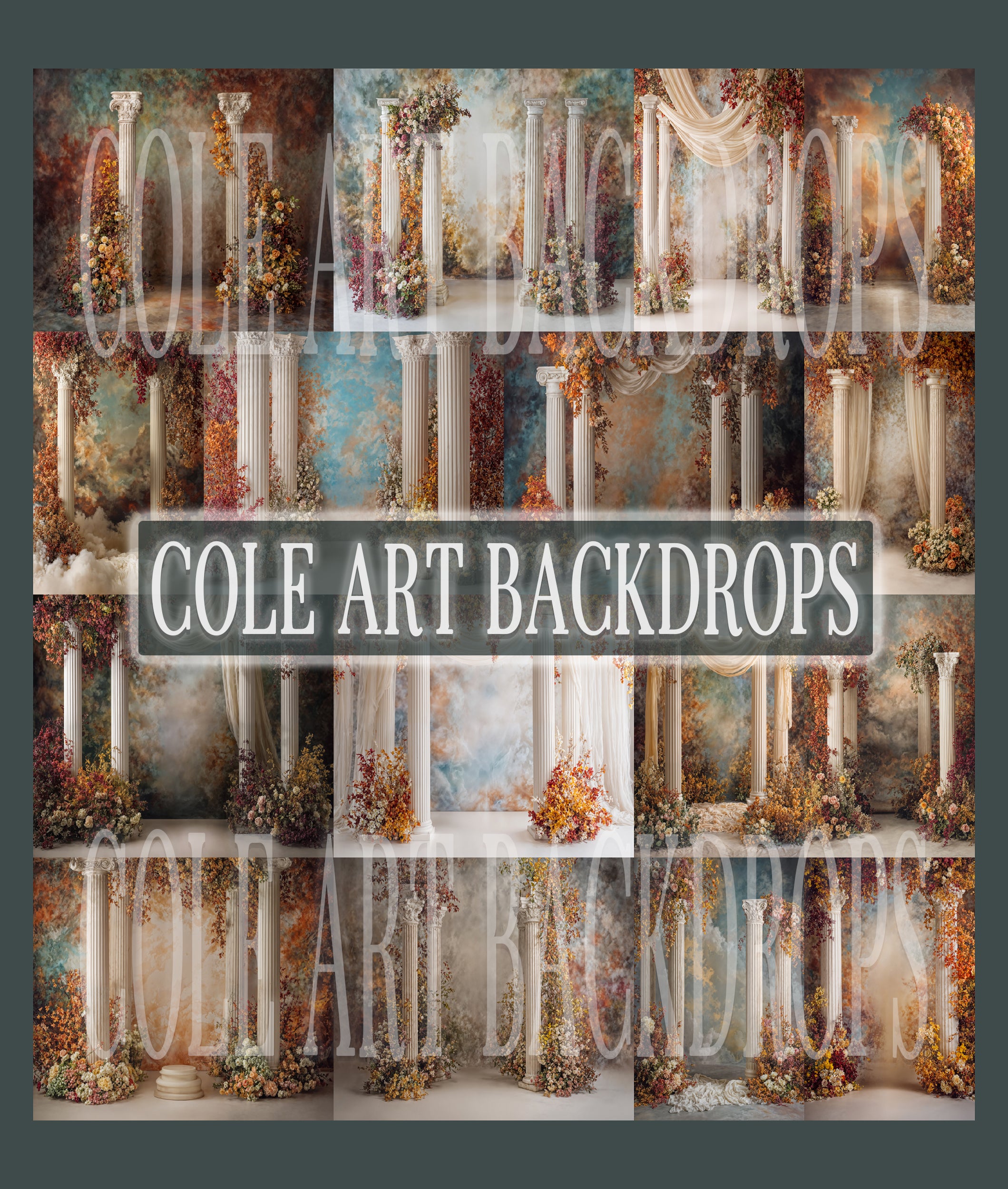 Fall Floral Columns Digital Backdrop Set – Cole Art Backdrops