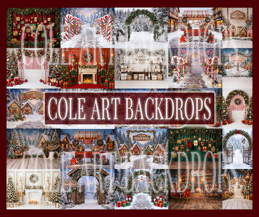 Whimsy Kids Christmas Digital Backdrops, Christmas Backdrops Set
