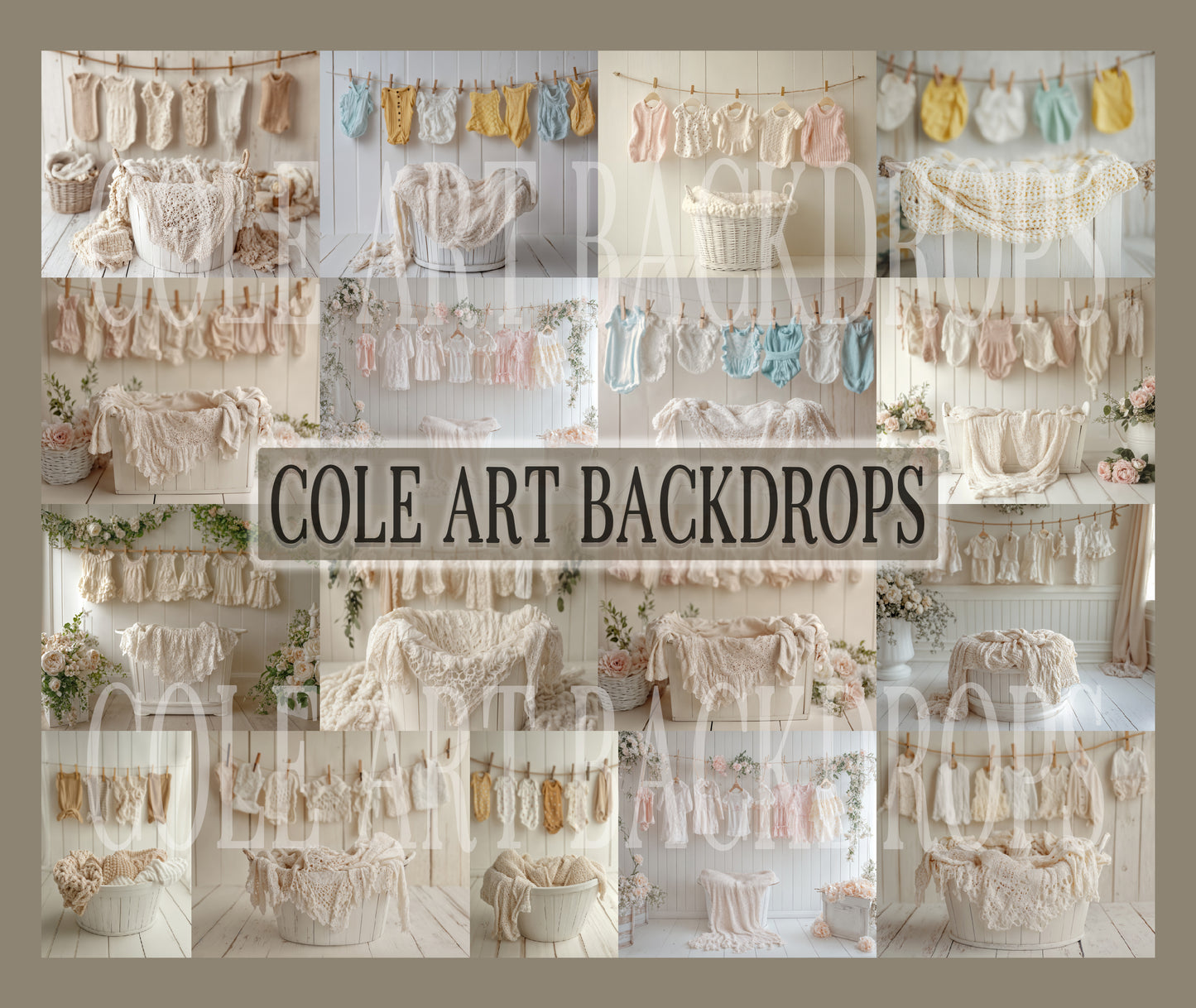 Laundry Day Baby Digital Backdrops, Newborn Props, Newborn Backdrops Set