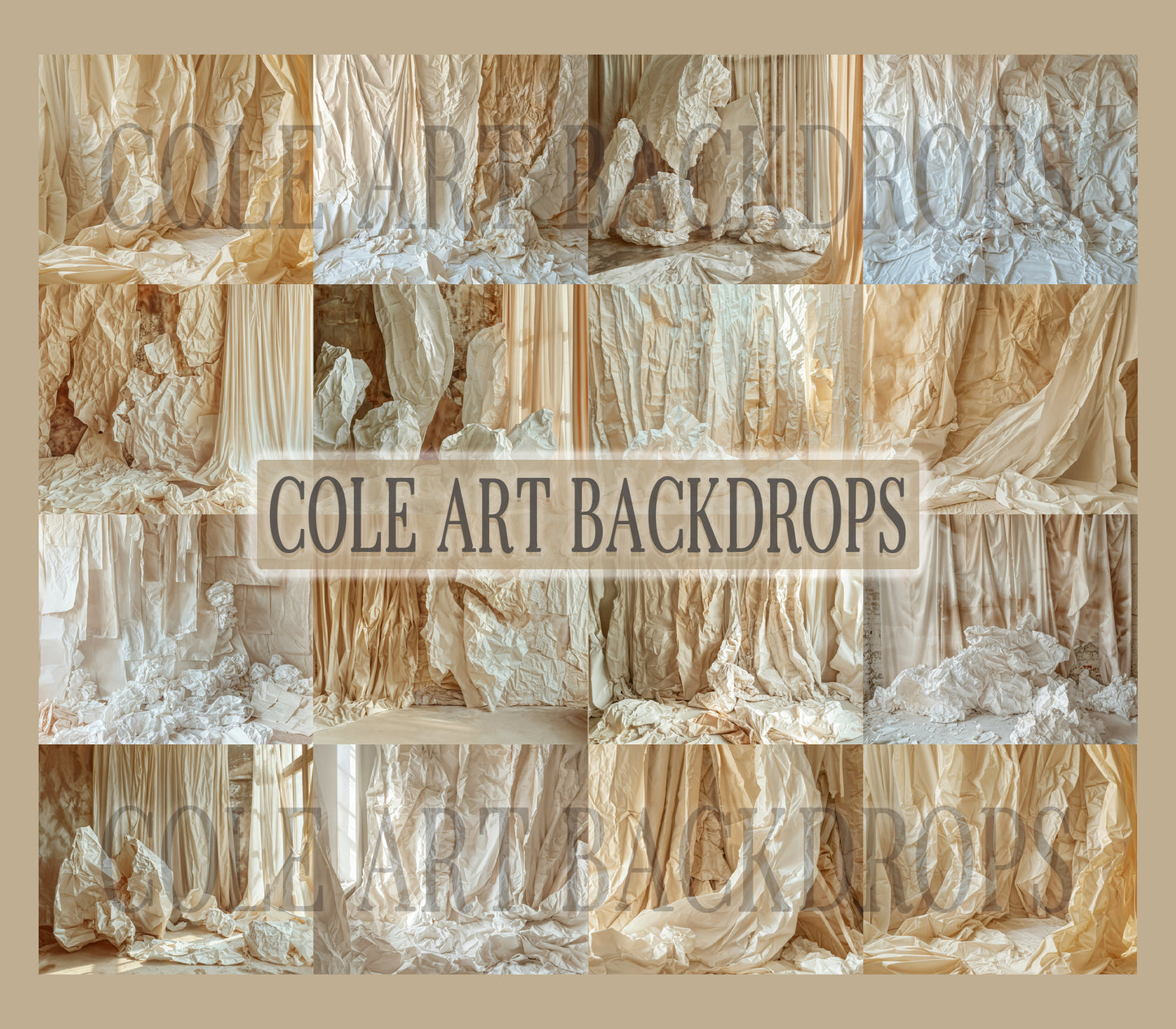 White Crumpled Paper Digital Backdrop Set