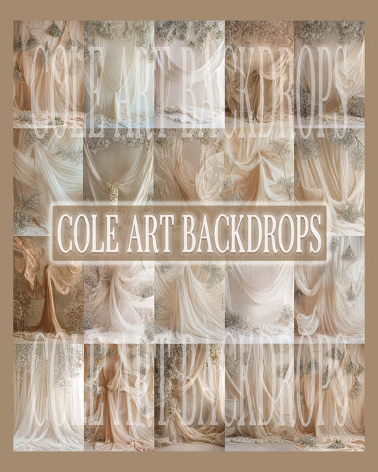 Conjunto de cenário digital Dreamy Draped Babys Breath