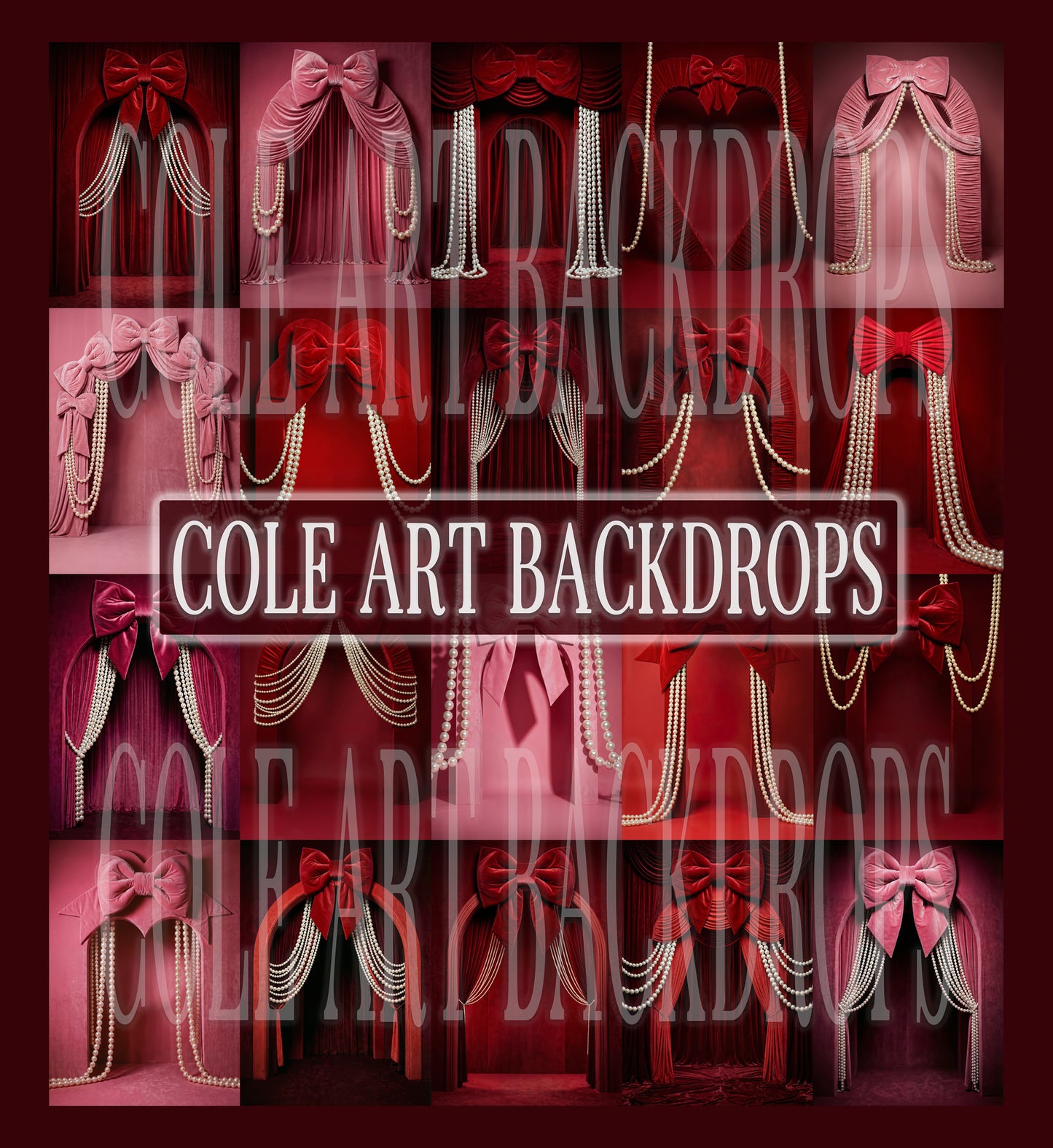 Valentine Bows Digital Backdrop Set