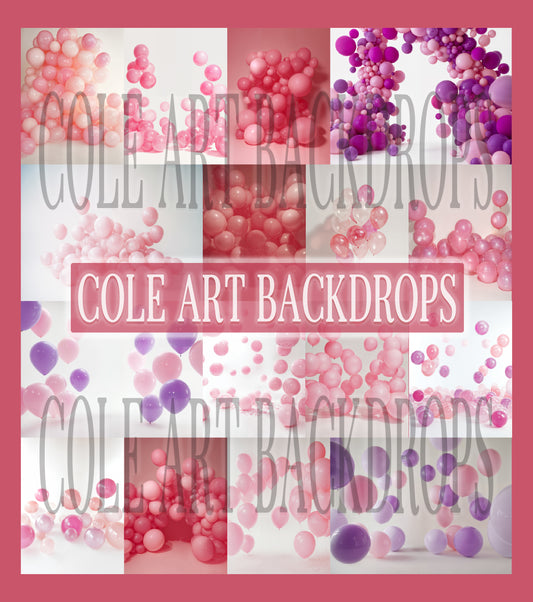 Balloon Glam Pink Digital Backdrop Set