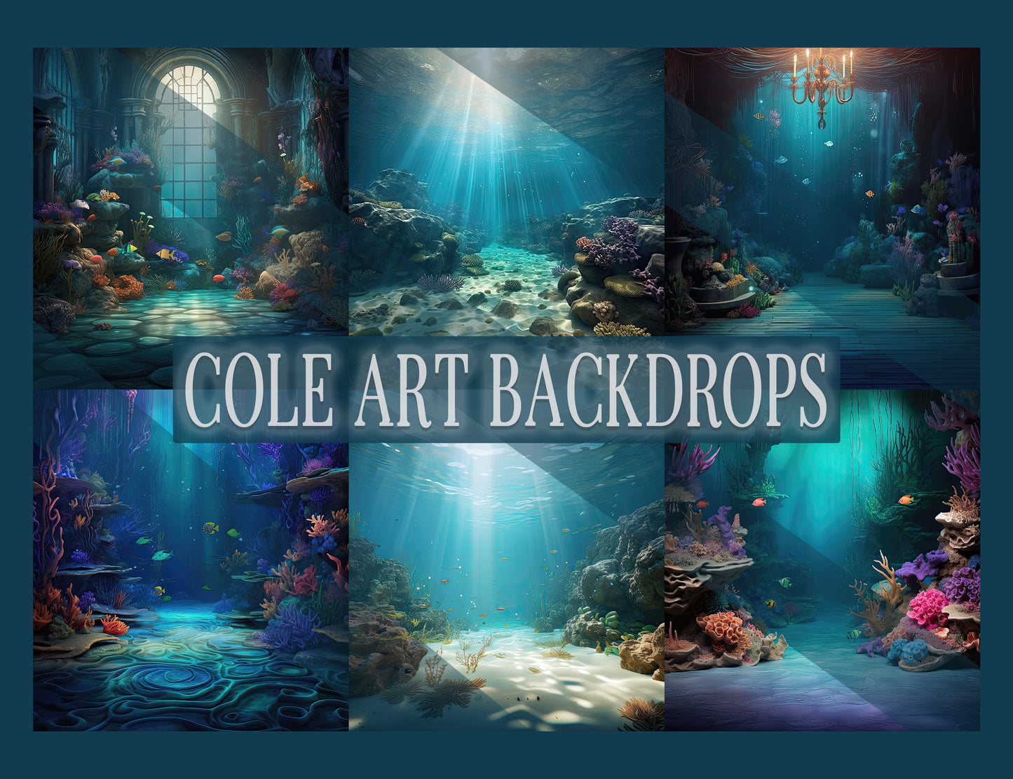 Under The Sea Set Digital Backdrops, Maternity Backdrop Overlays, Studio Backdrop Overlays, Fine Art Textures, Photoshop Overlays