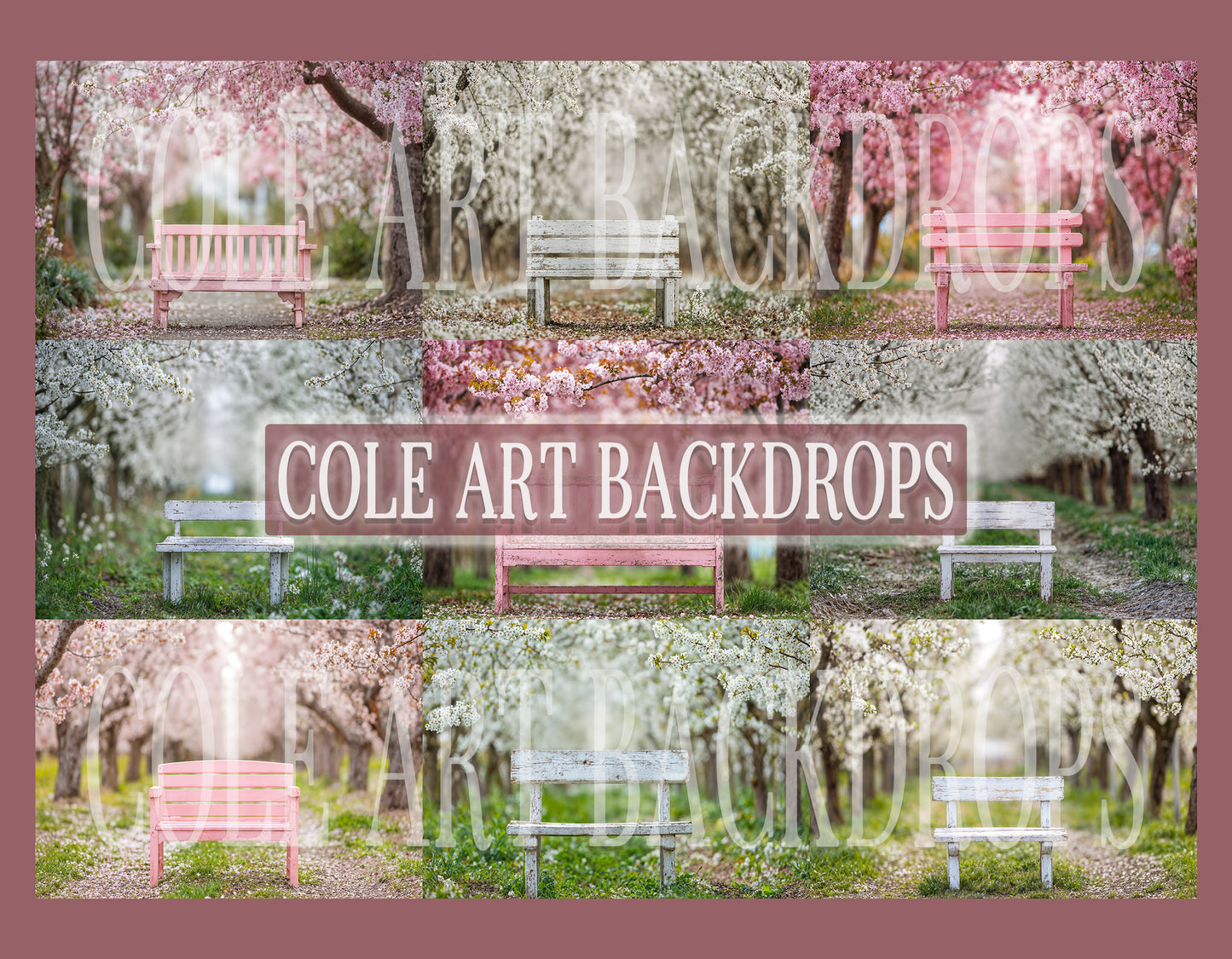 Blossom Bench Digital Backdrops Set