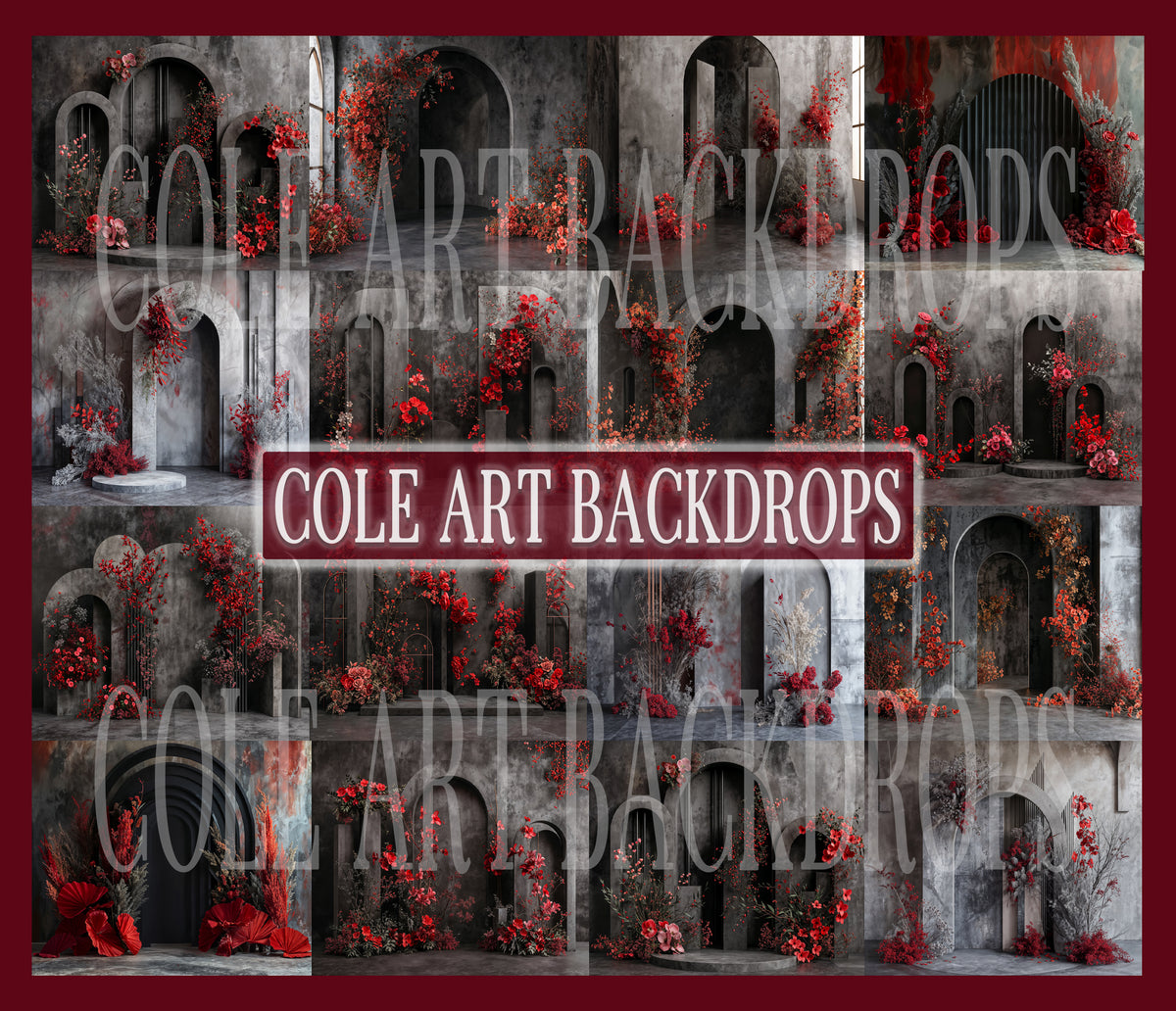 Recolection Backdrop Red Installation Digital Backdrops Set – Cole Art Backdrops