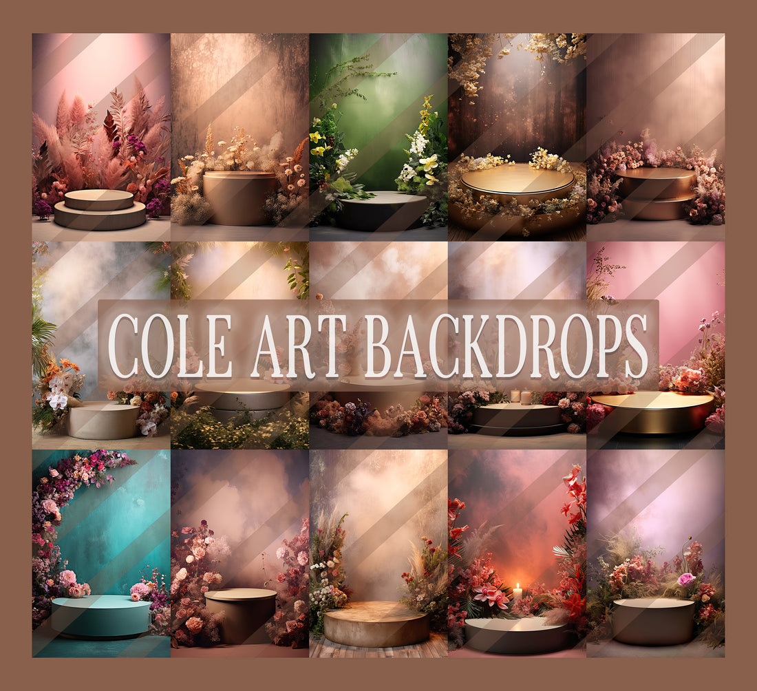 Multicolor Floral Podiums Set Digital Backdrops, Maternity Backgrounds ...