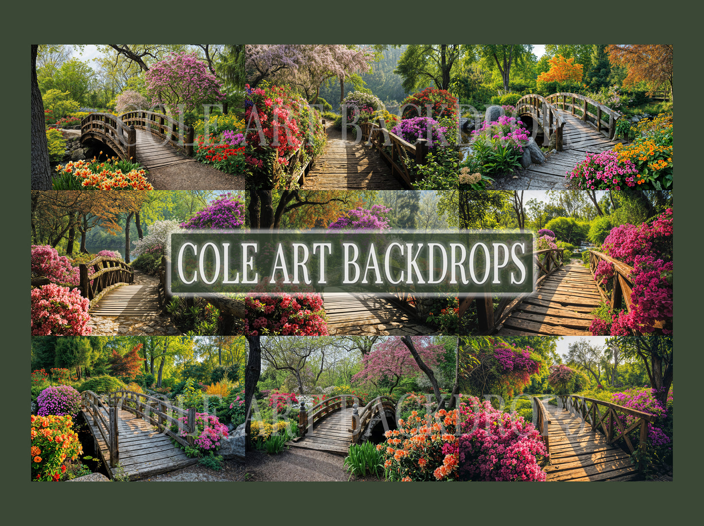 Floral Wood Bridges Set Digital Backdrops, Maternity Backdrop Overlays, Studio Backdrop Overlays, Fine Art Textures, Digital Backgrounds