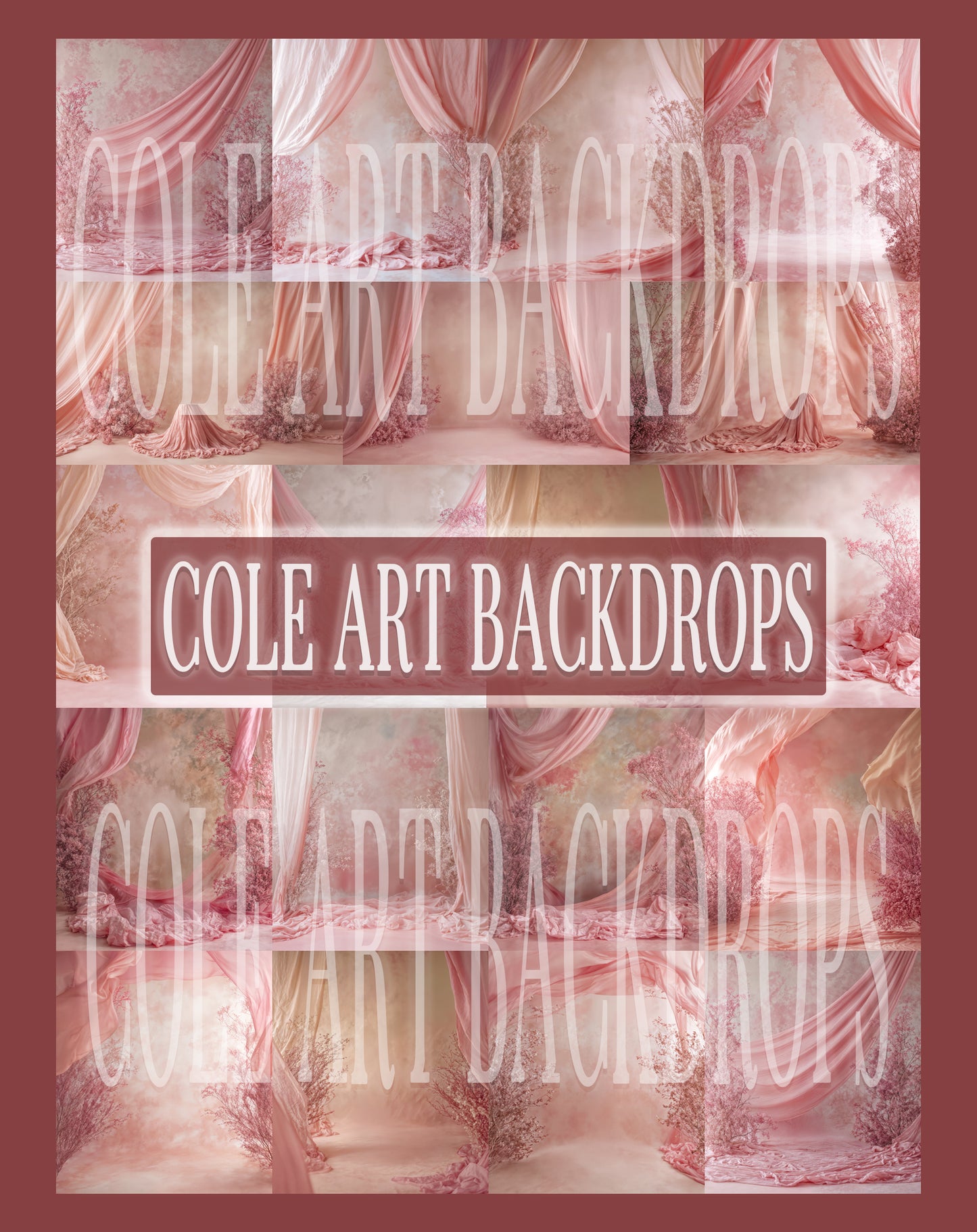 Pink Drapes Digital Backdrop Set