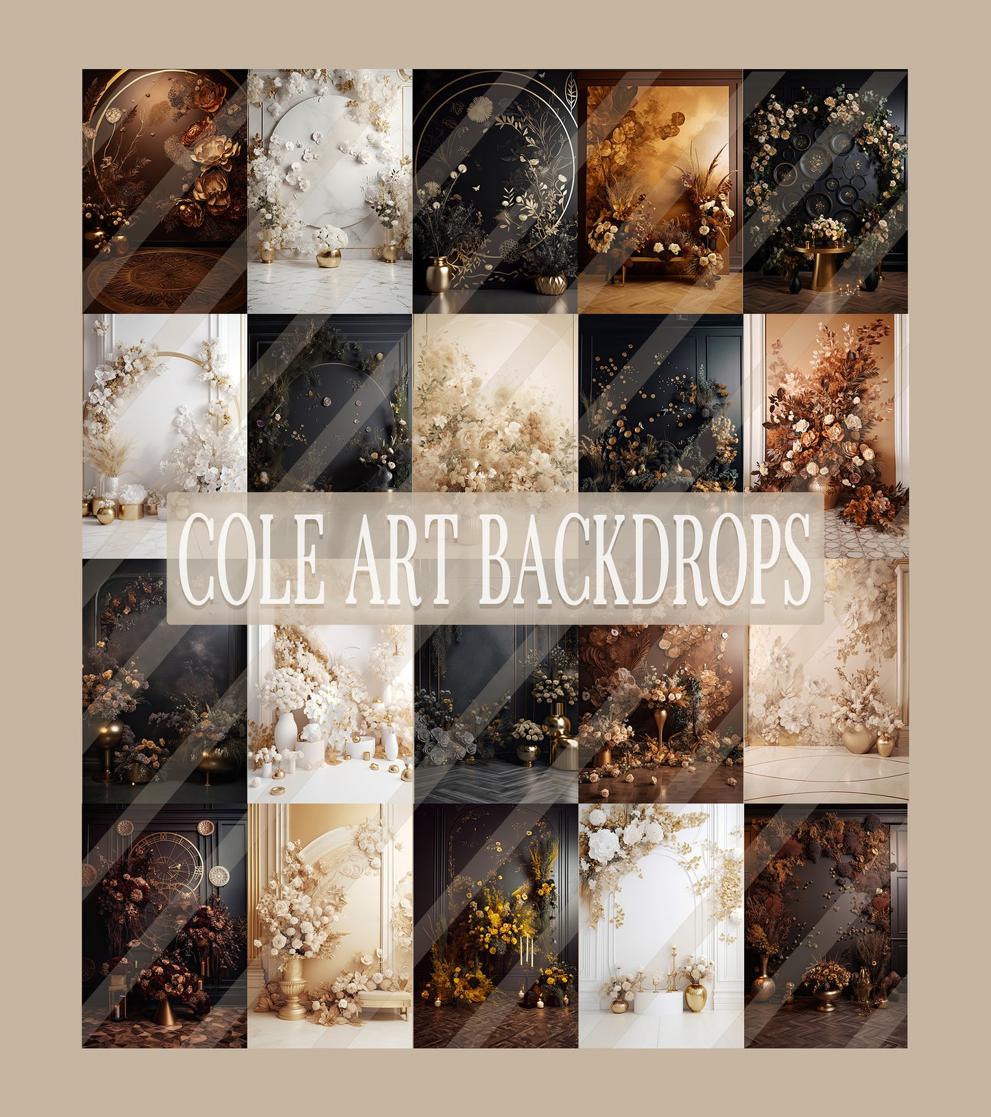 Neutrals Gold Decor Set Digital Backdrops, Maternity Backgrounds, Studio Backdrop Textures, Fine Art Textures, Photoshop Textures