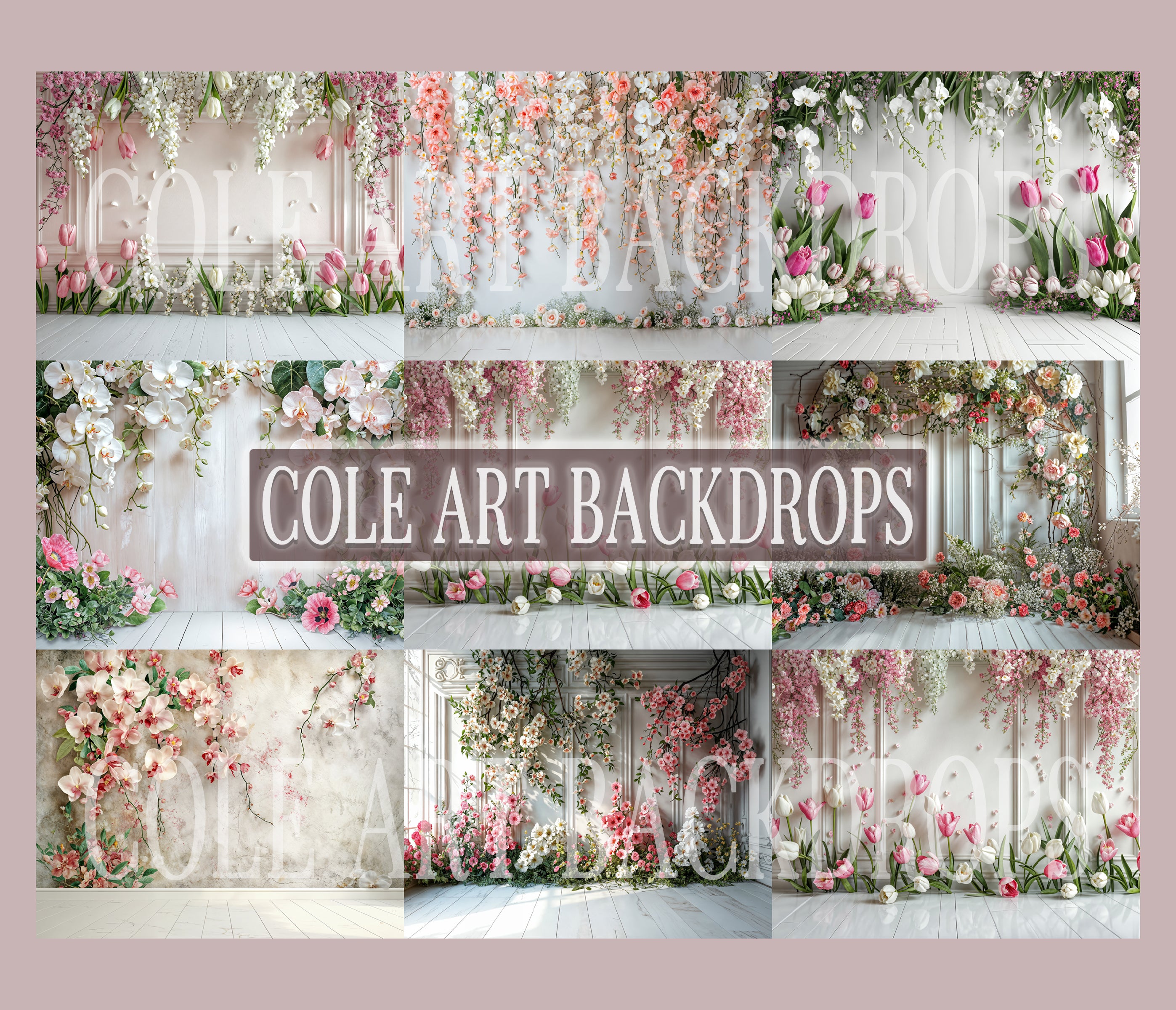 Girly Flowers Digital Backdrop Set – Cole Art Backdrops