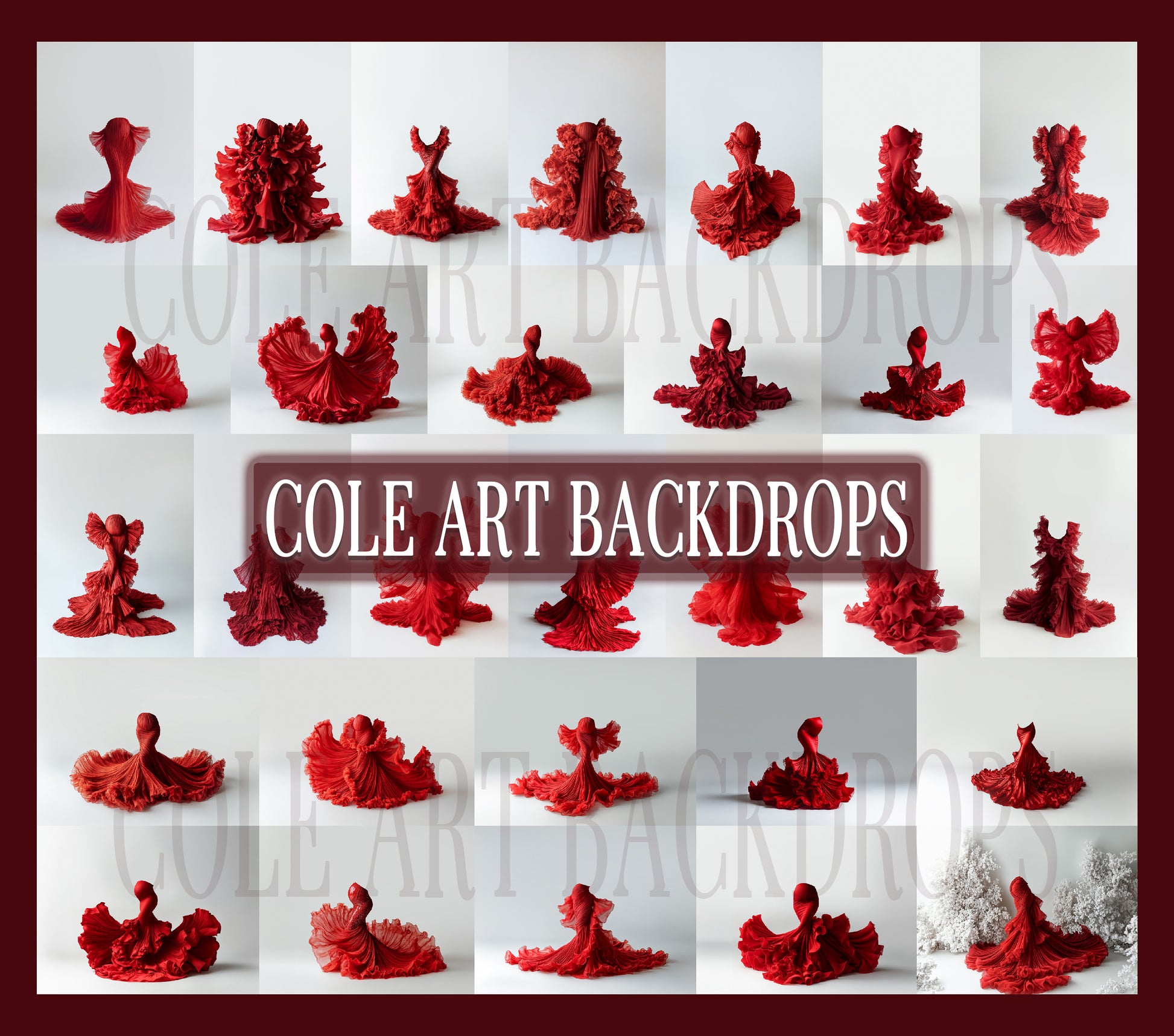 backdrop for red dress Dramatic studio photoshoot with a grey backdrop and red dress