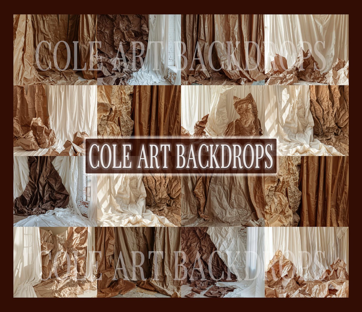 Brown Crumpled Paper Digital Backdrop Set