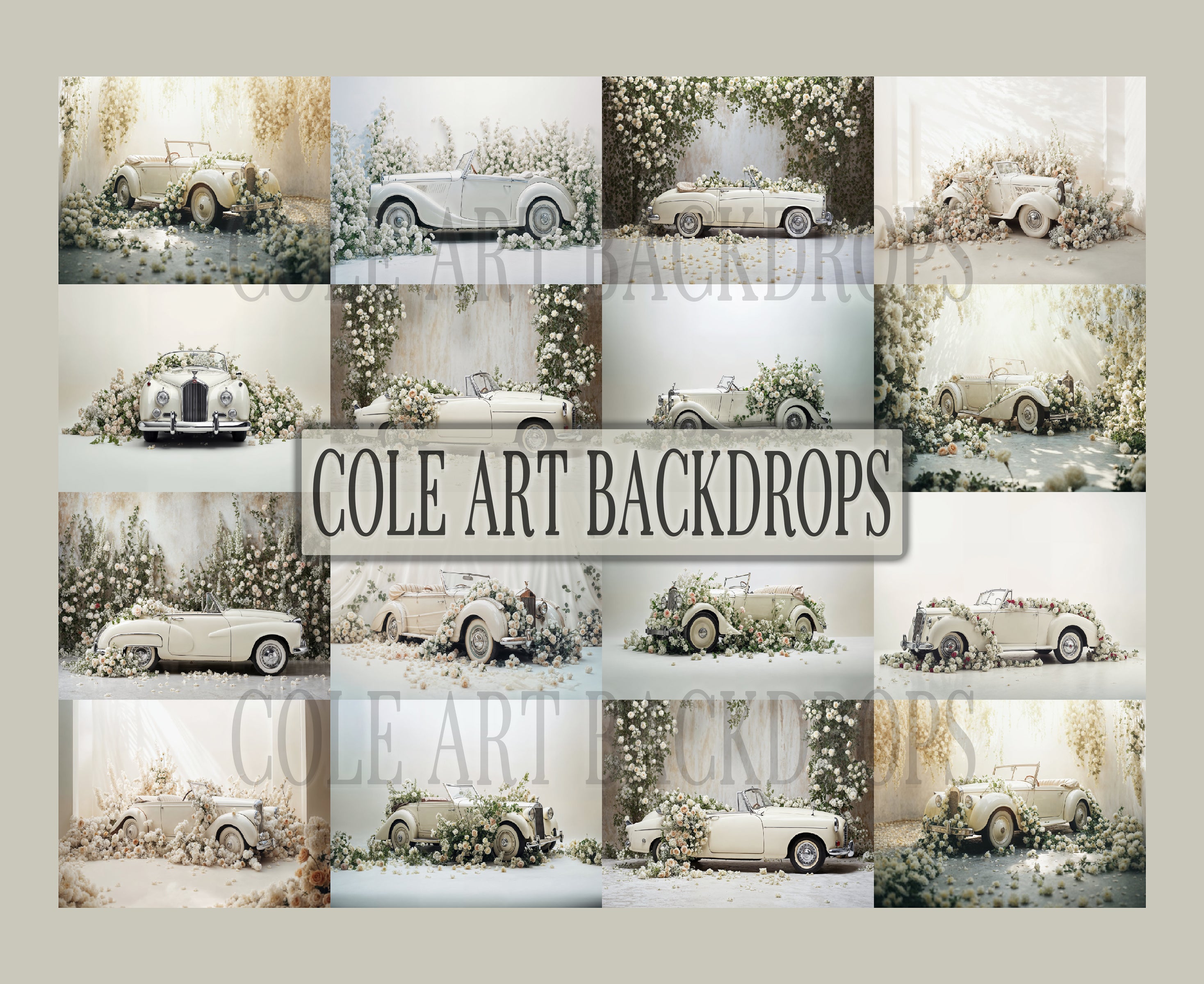 Photo Backdrops Auto Frame Vintage Car Whites Set Digital Backdrops, Maternity Backdrop Overlays ...