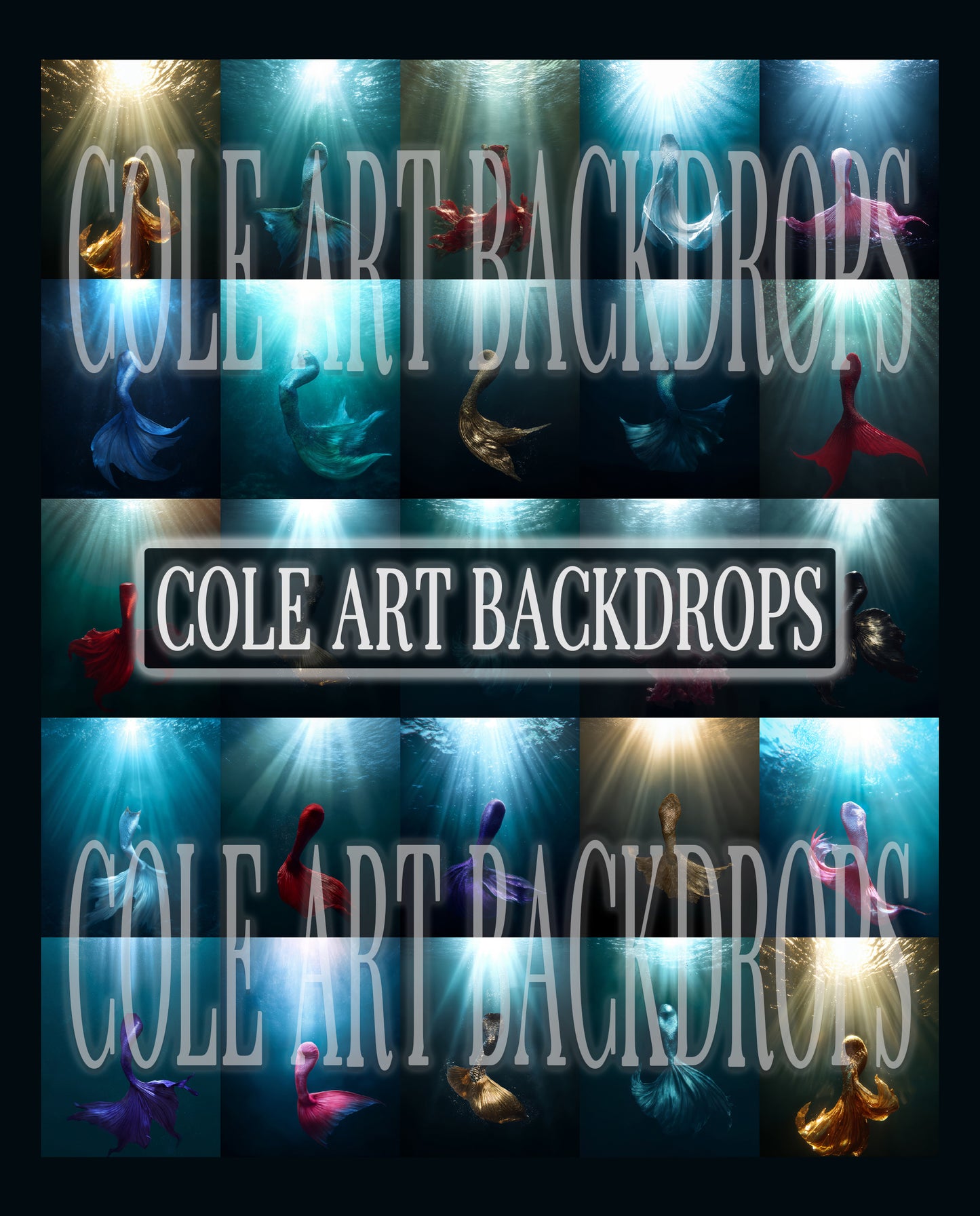 Mermaid Underwater Digital Backdrop Set