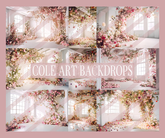 Cascading Pink Florals Set Digital Backdrops, Maternity Backgrounds, Studio Backdrop Textures, Fine Art Textures, Photoshop Textures