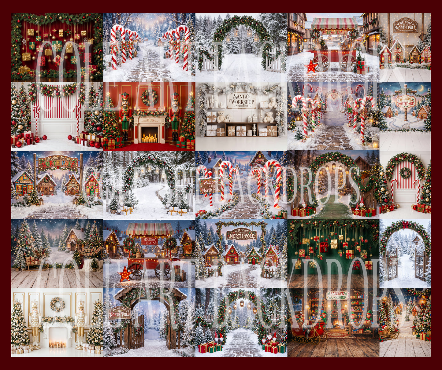 Cenários digitais coloridos de Natal, conjunto de cenários de Natal