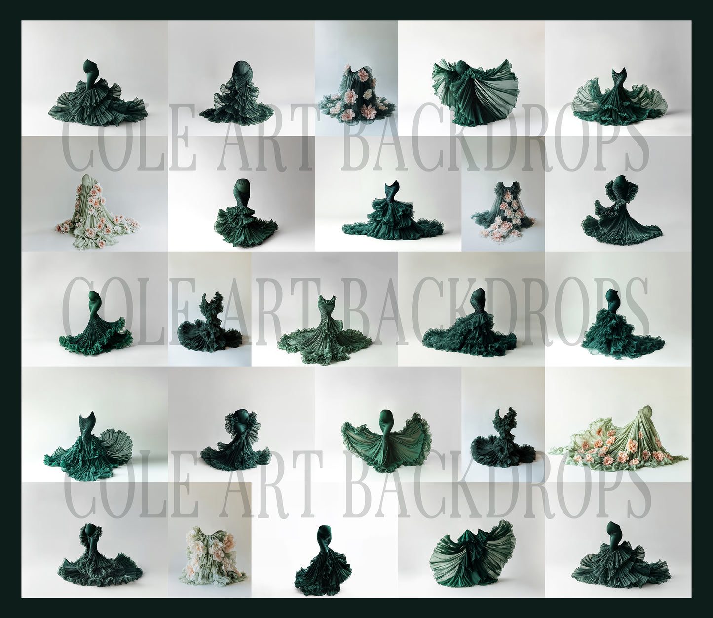 Green Dress Digital Overlays, Photoshop Overlays, Digital Backdrops Set