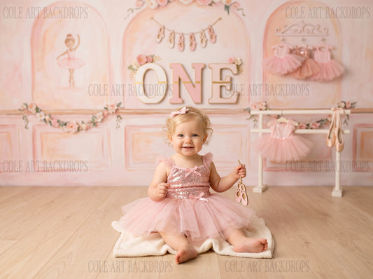Baby Ballerina 6 Digital Backdrop, Birthday Backdrop, Cake Smash