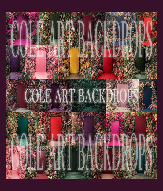 Conjunto de cenários digitais com painéis coloridos