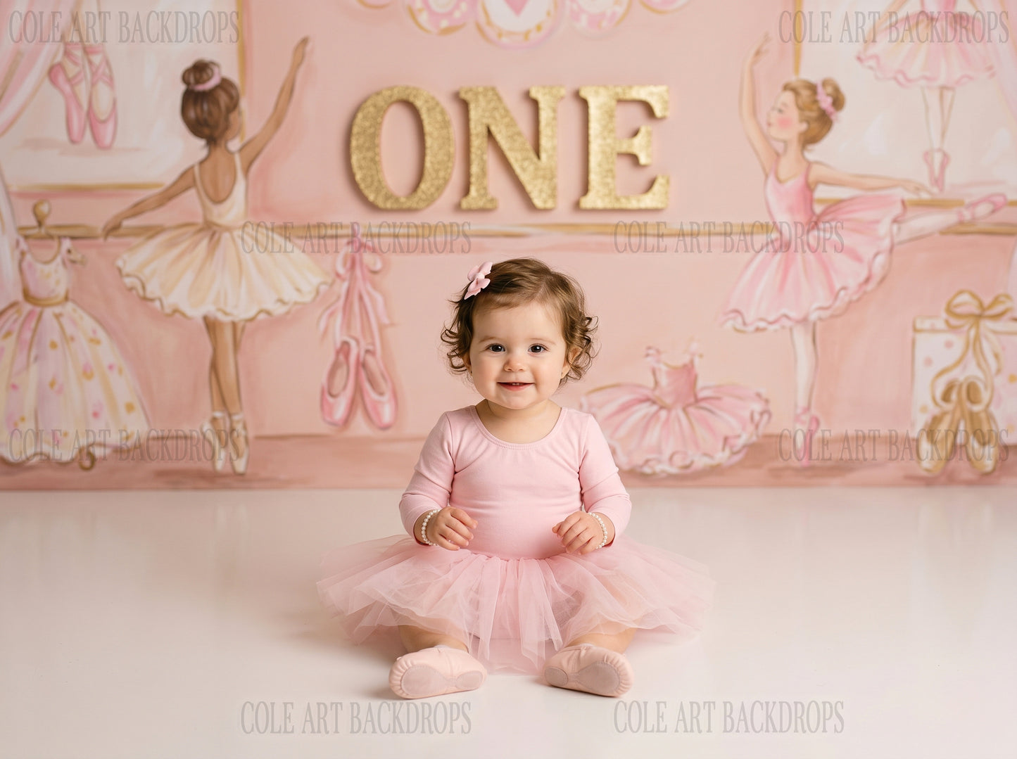 Baby Ballerina 1 Digital Backdrop, Birthday Backdrop, Cake Smash