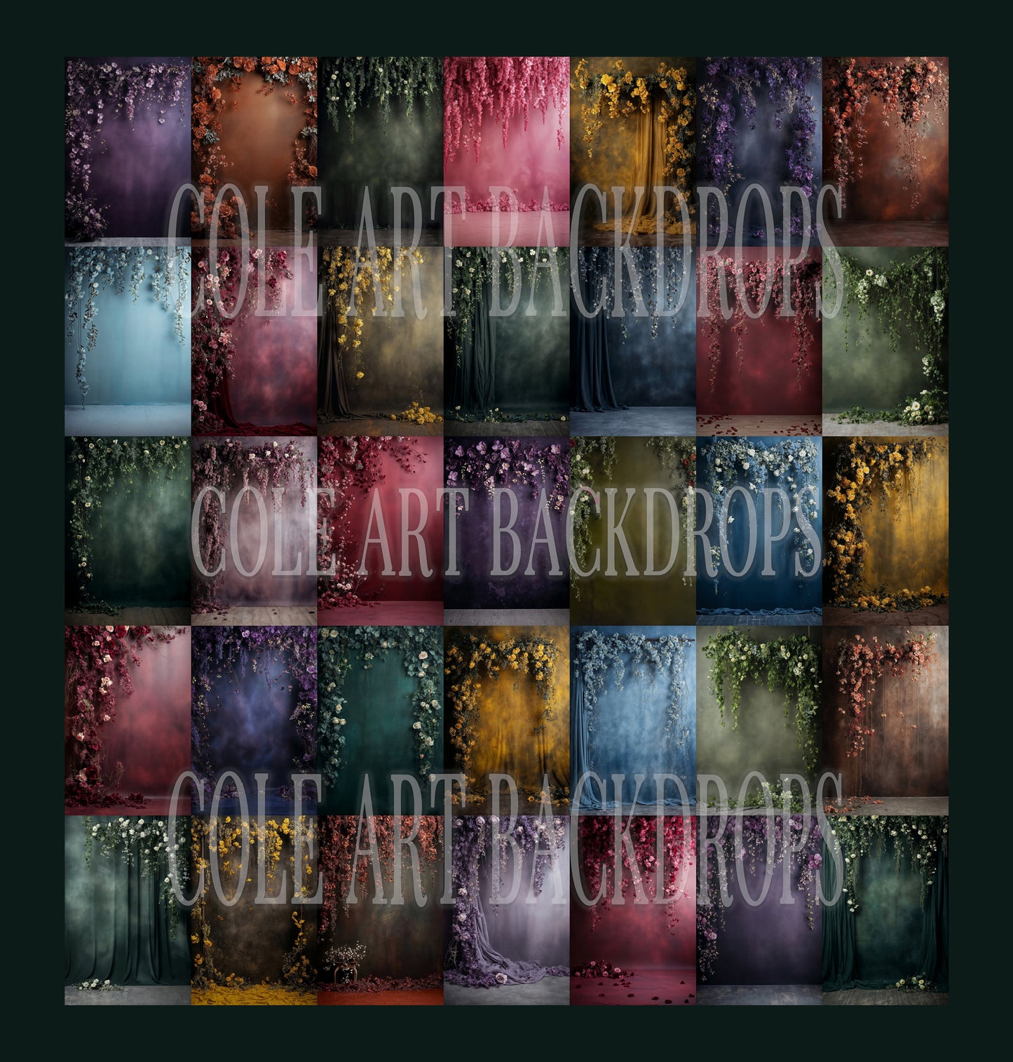 Hanging Floral Canvas Color Set, Digital Backdrops, Maternity Backdrop Overlays, Studio Backdrops, Fine Art Textures, Photo Backgrounds