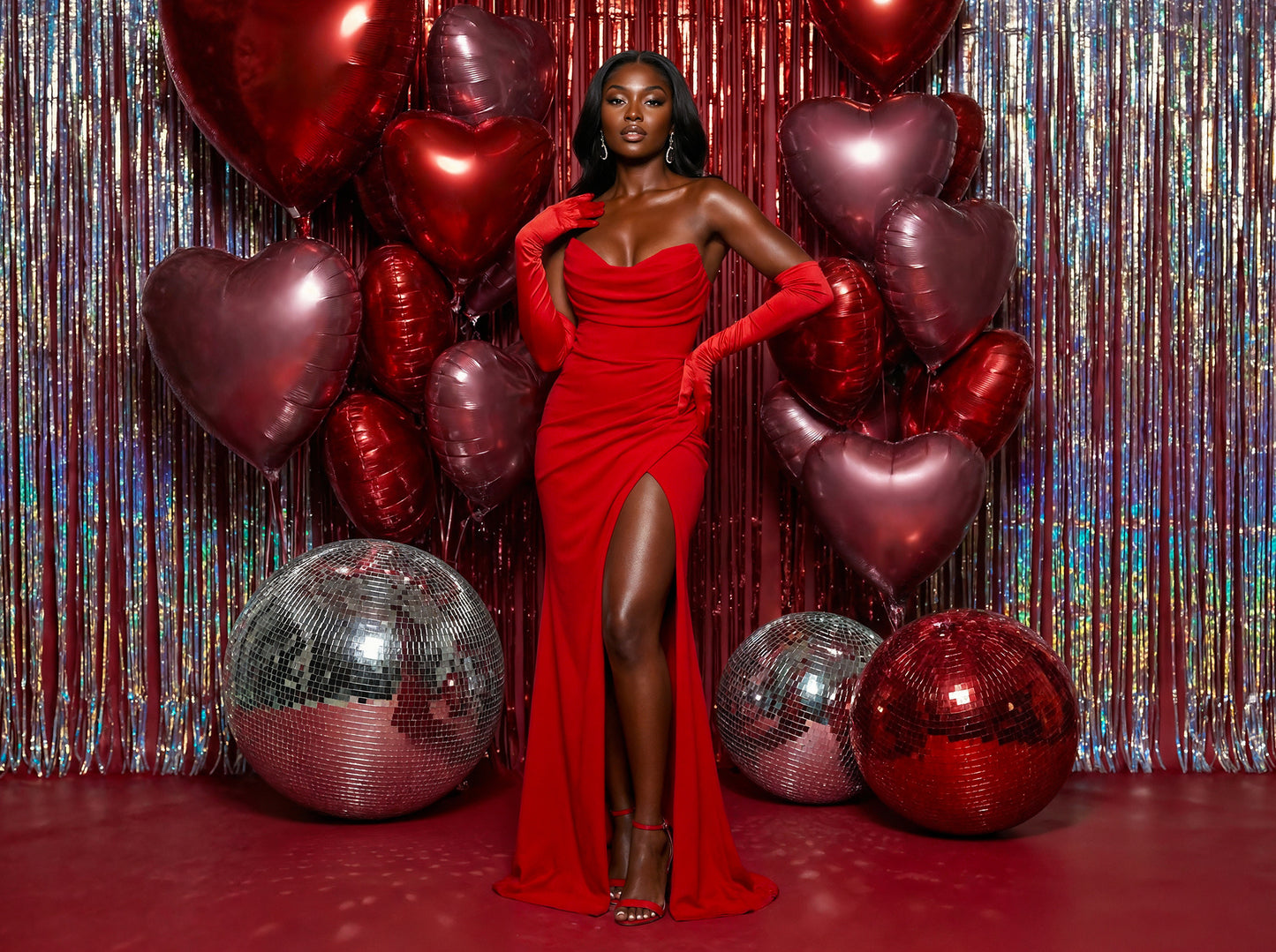 V Day Gal Digital Backdrop Set