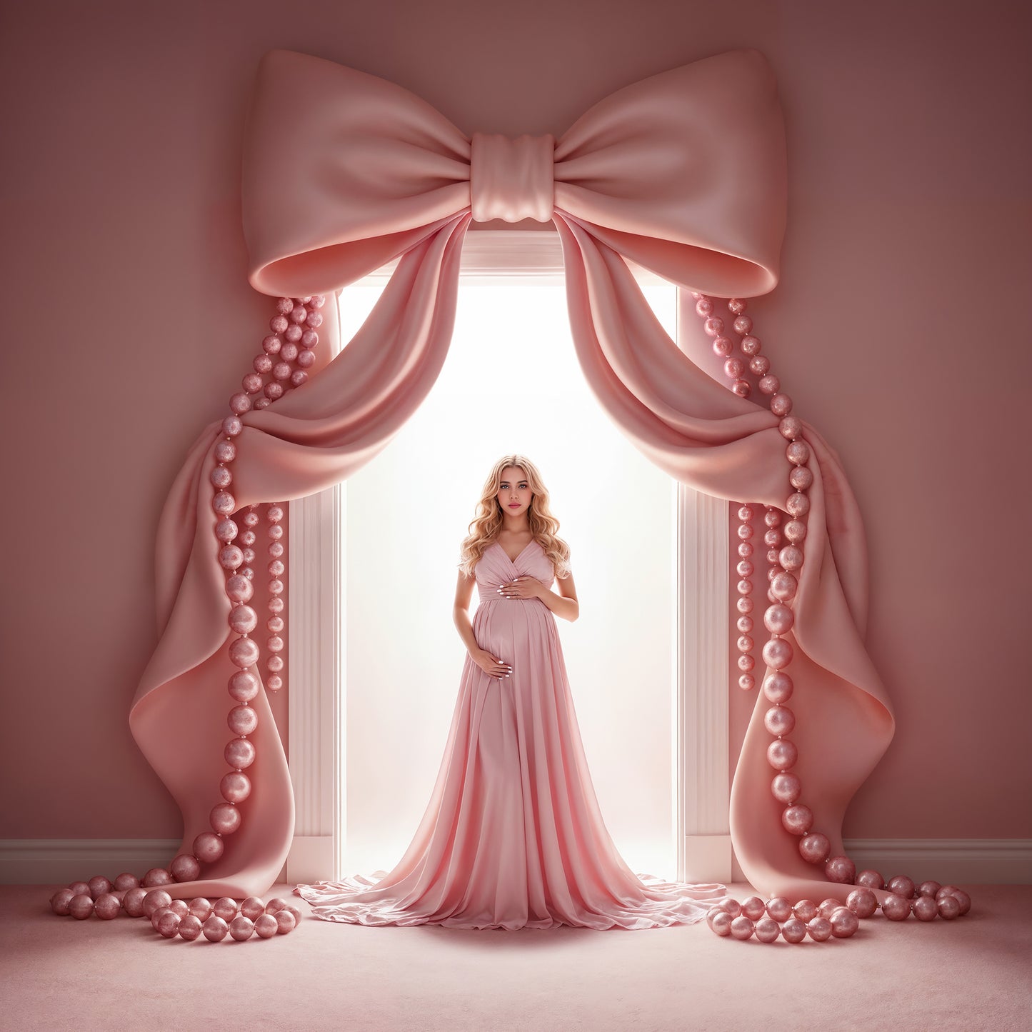 Pearly Bead Bows Digital Backdrops Set