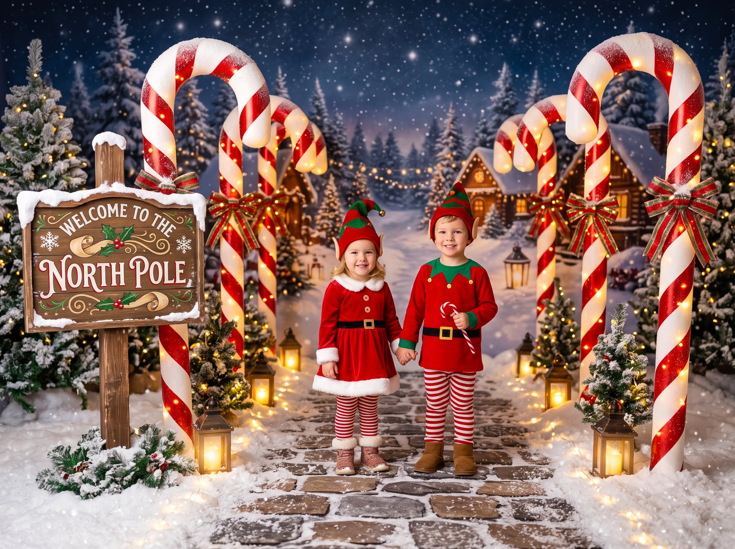 Cenários digitais coloridos de Natal, conjunto de cenários de Natal