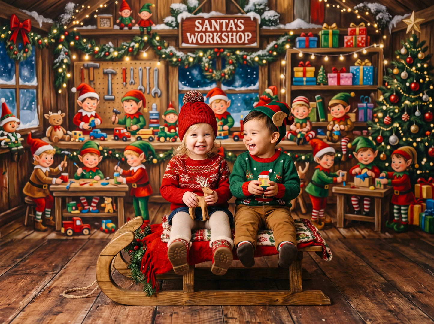 Cenários digitais coloridos de Natal, conjunto de cenários de Natal
