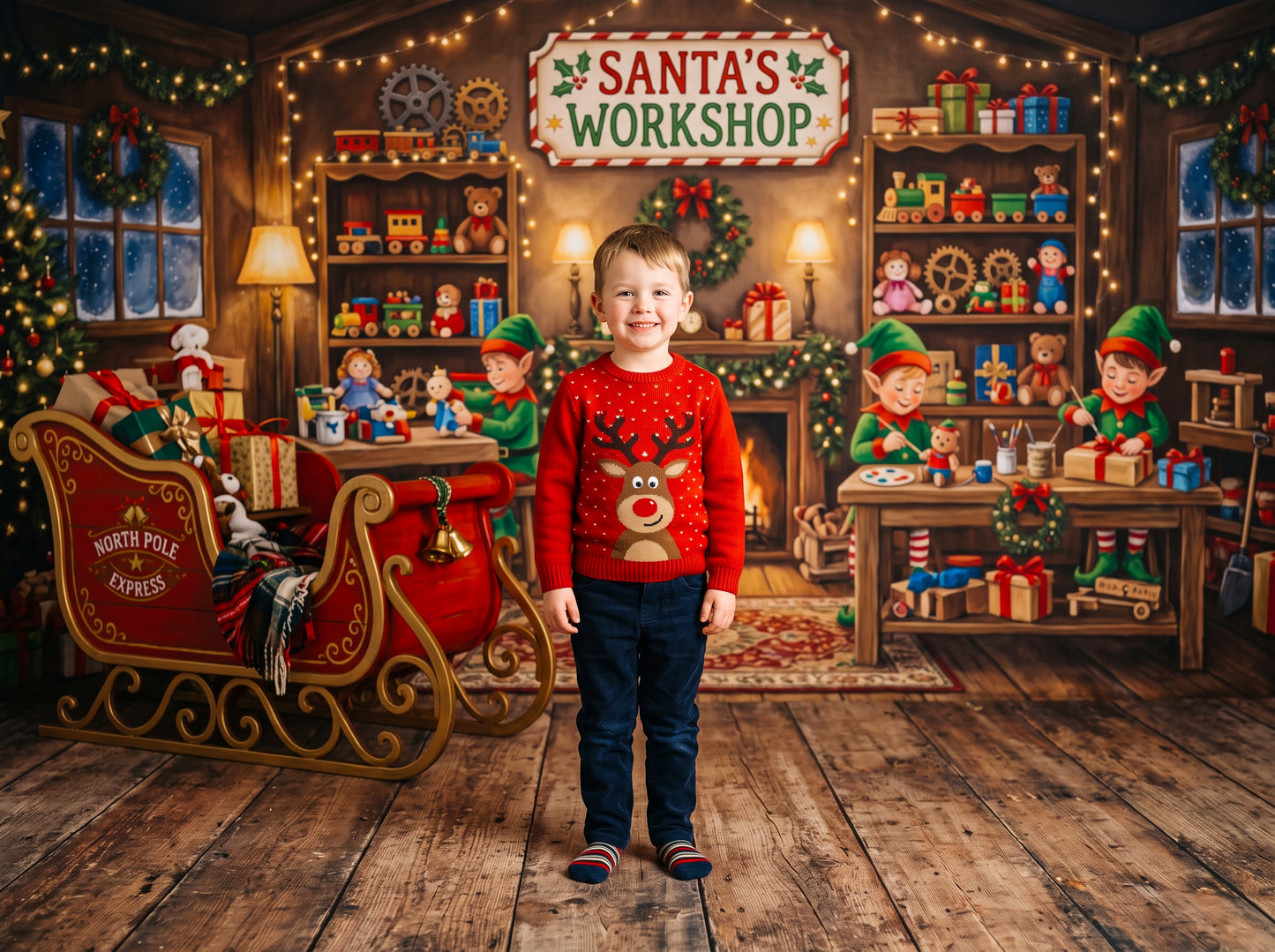 Cenários digitais coloridos de Natal, conjunto de cenários de Natal