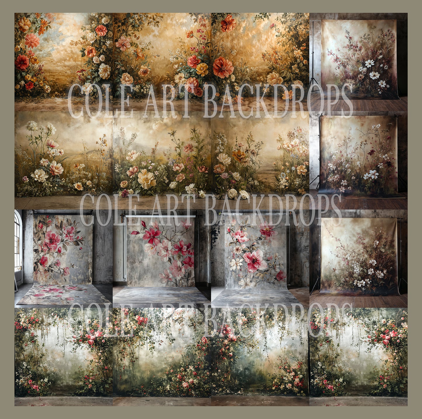 Spring Florals Set Digital Backdrops, Maternity Backdrop Overlays, Studio Backdrop Overlays, Digital Backgrounds