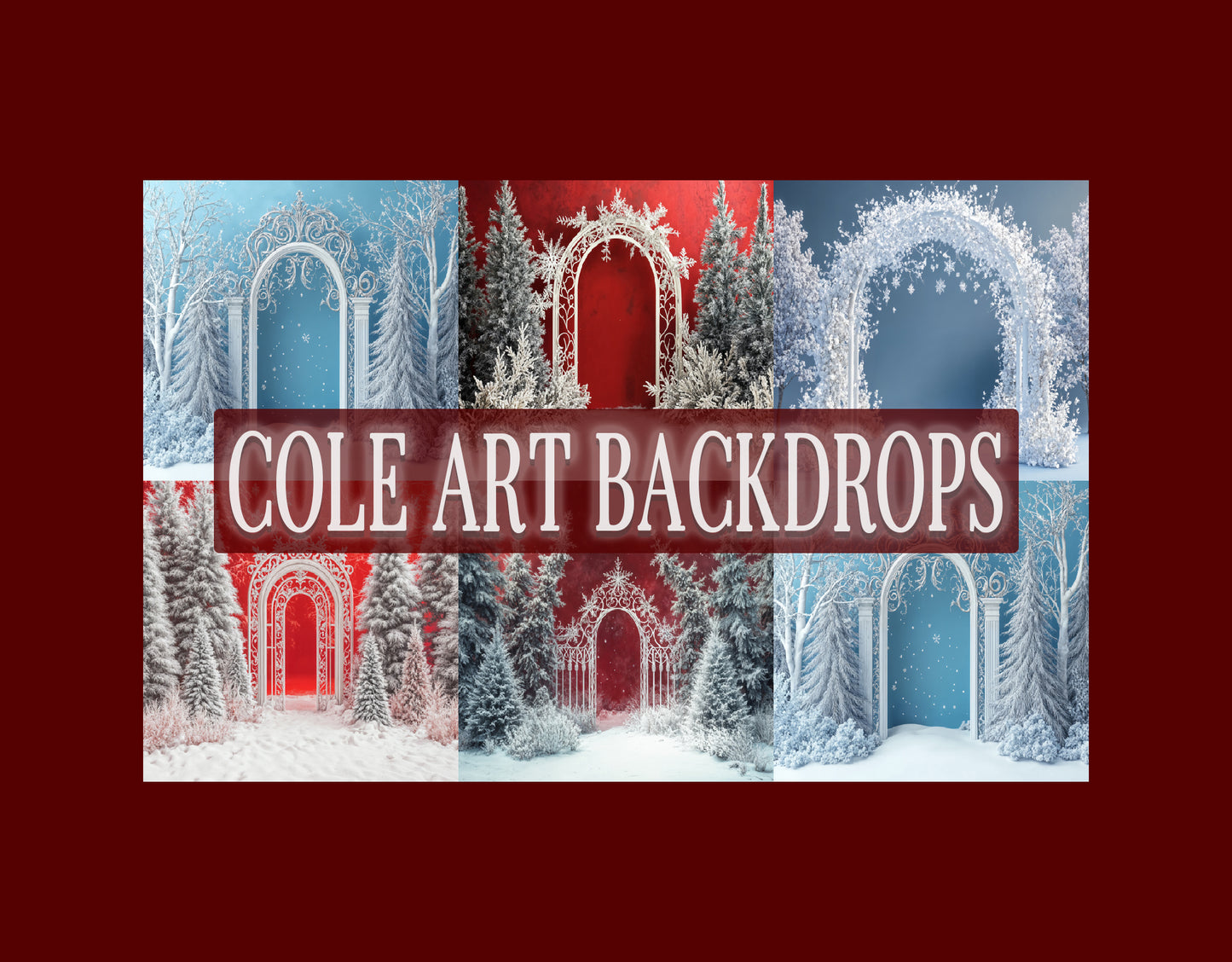 Whimsy Colorful Christmas Digital Backdrops, Christmas Backdrops Set