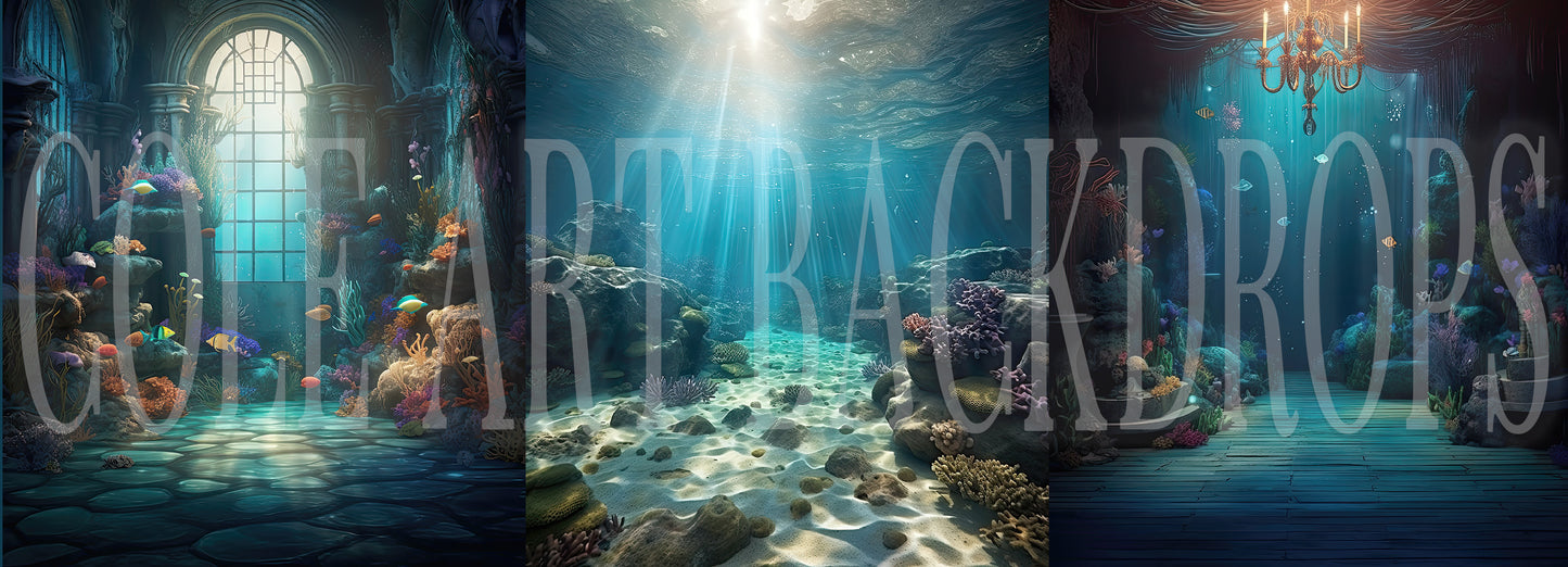 Under The Sea Set Digital Backdrops, Maternity Backdrop Overlays, Studio Backdrop Overlays, Fine Art Textures, Photoshop Overlays