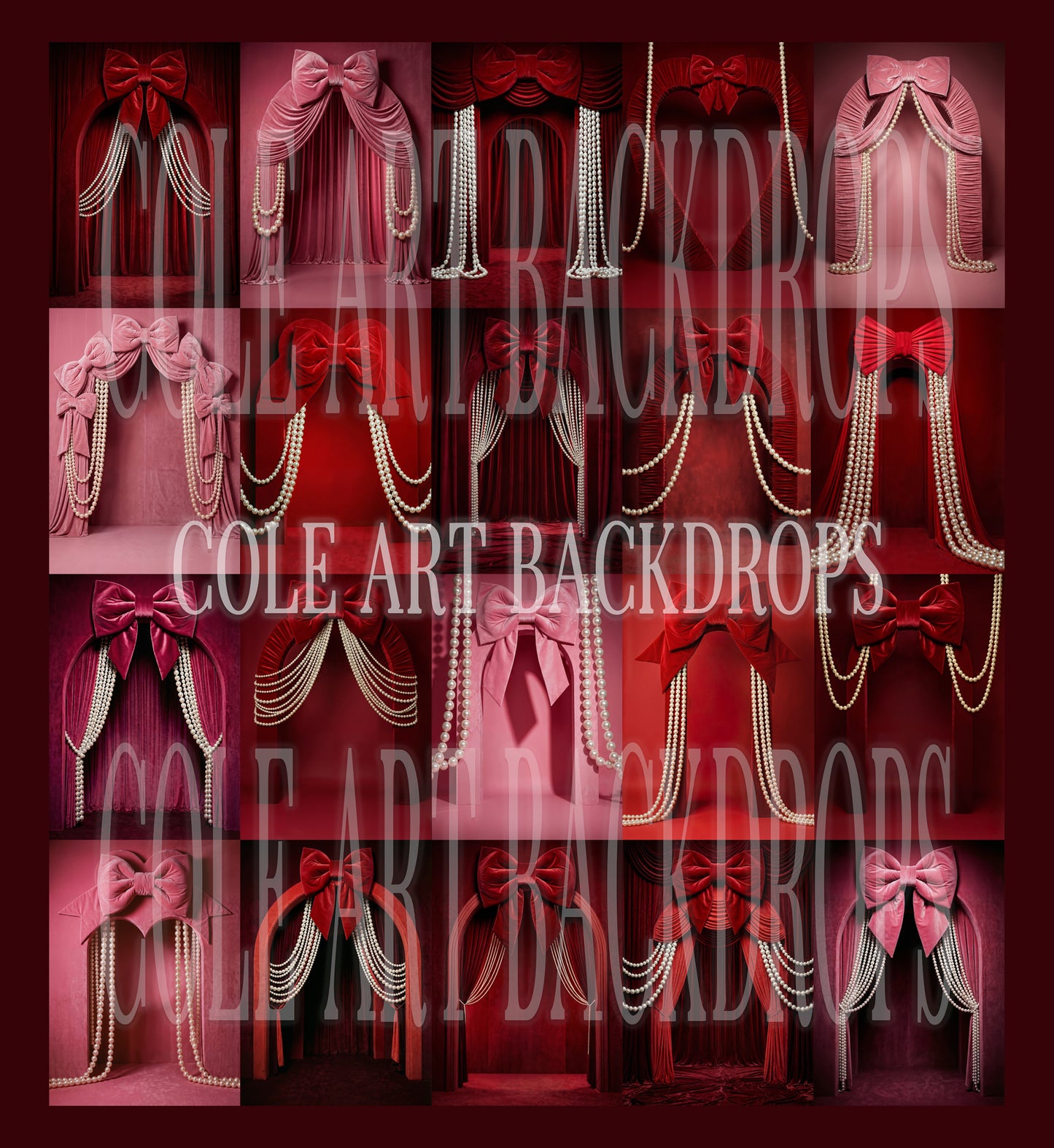 Valentine Bows Digital Backdrop Set