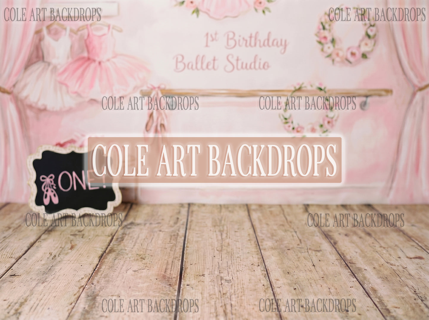 Baby Ballerina 5 Digital Backdrop, Birthday Backdrop, Cake Smash