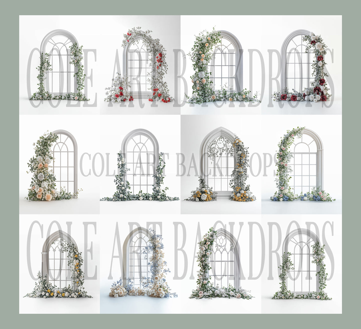 Backlit Arches Digital Backdrop Set