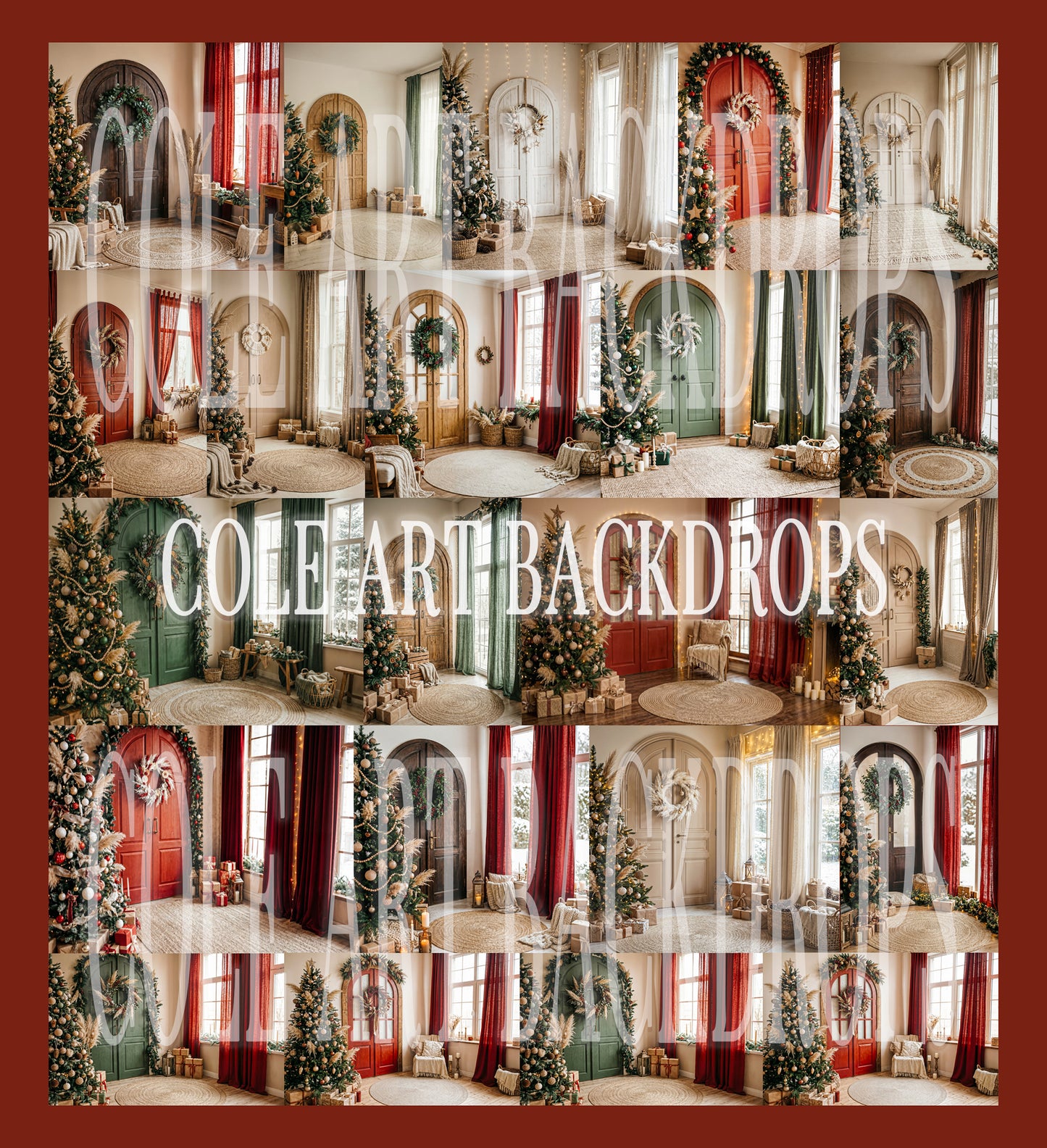 Boho Airy Xmas Digital Backdrop Set