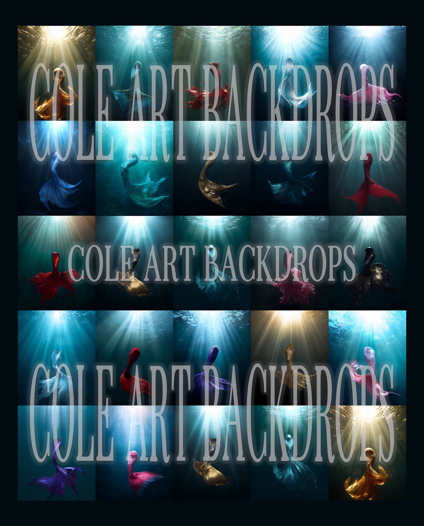 Mermaid Underwater Digital Backdrop Set