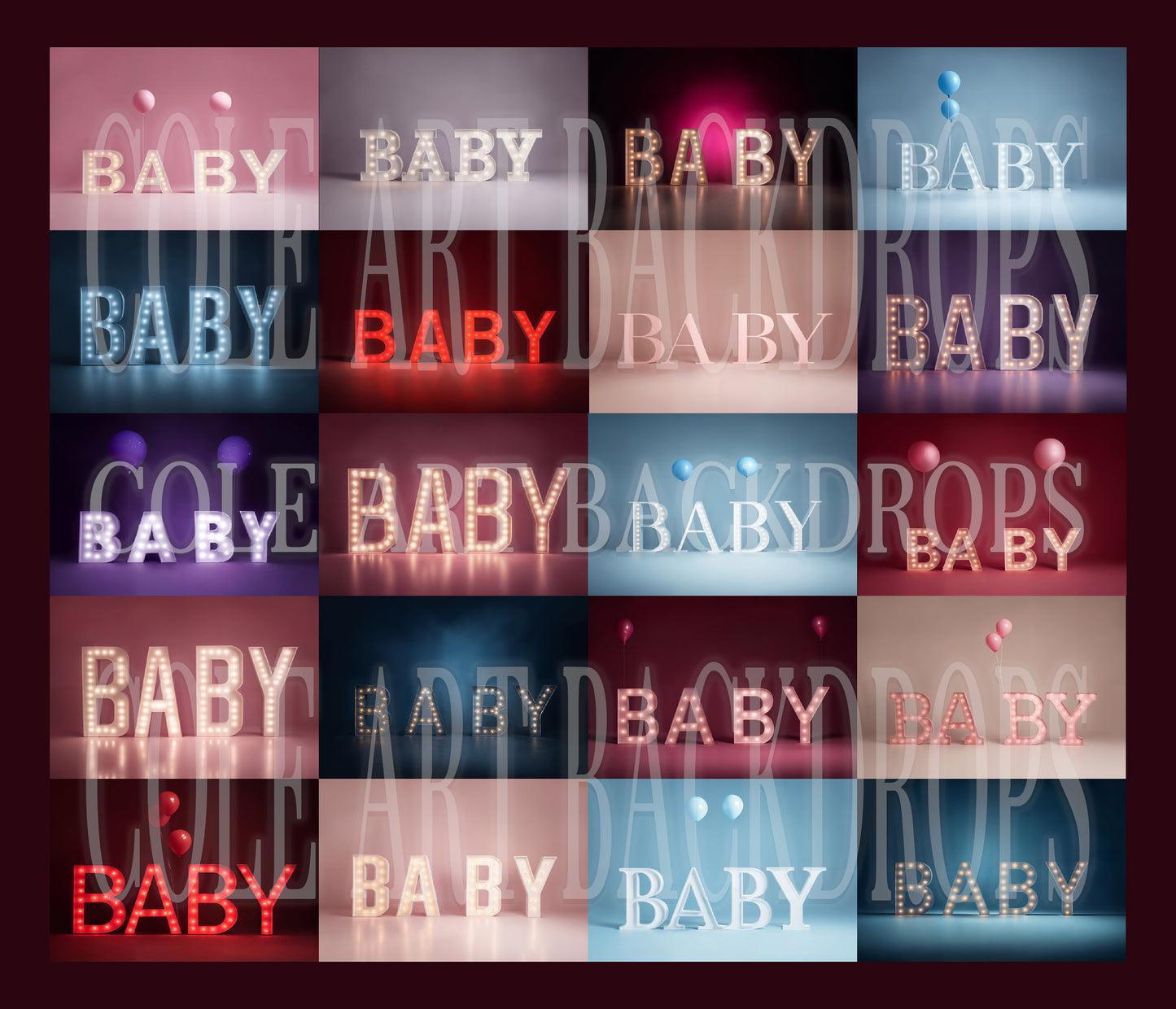 Baby Sign Colors Digital Backdrop Set